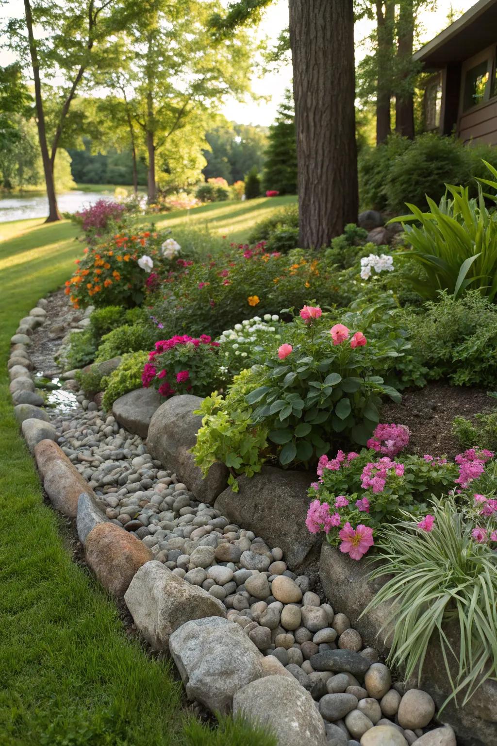 Stone trim provides uncluttered, distinct borders.
