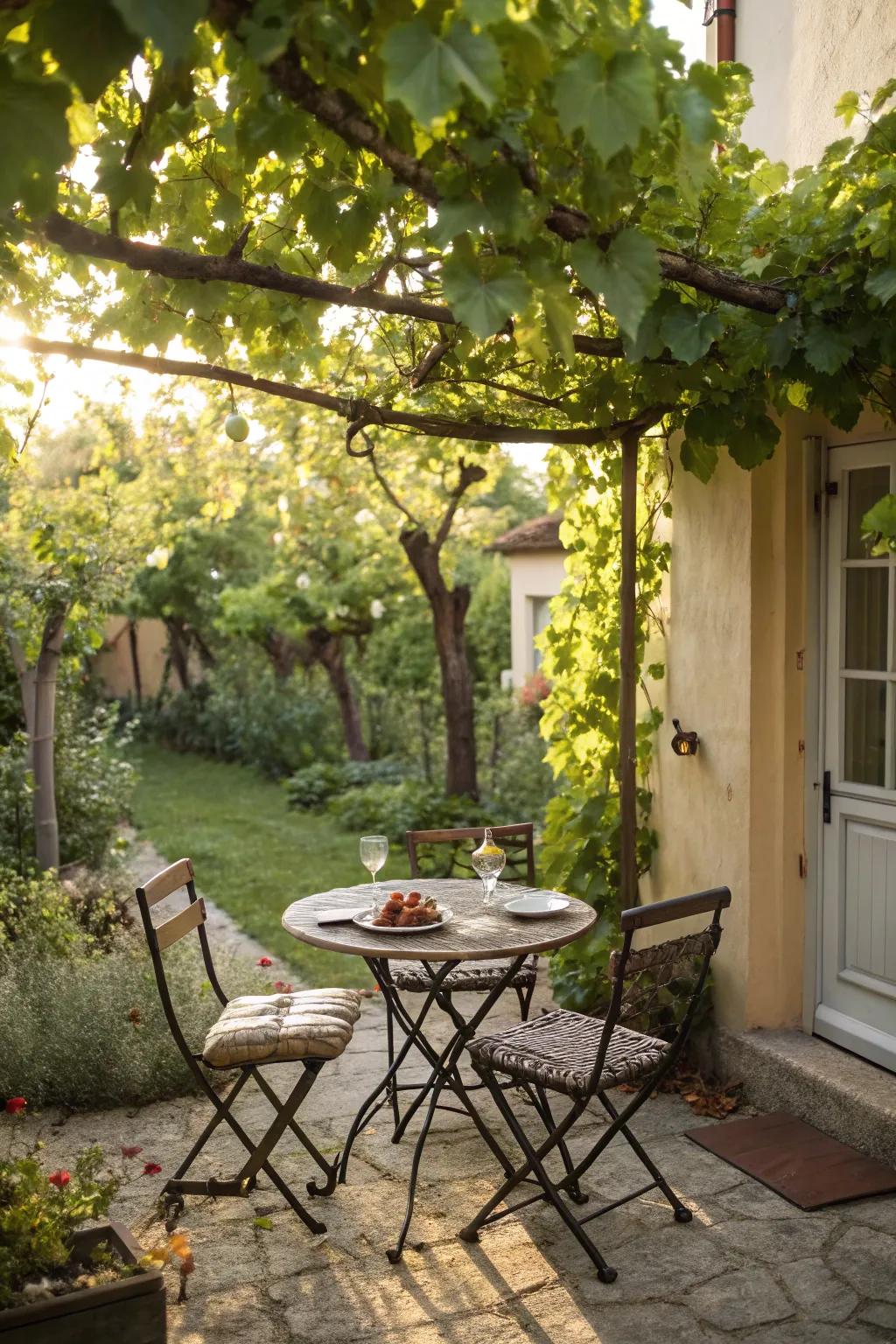 Unwind within your vineyard in this comfortable arrangement.