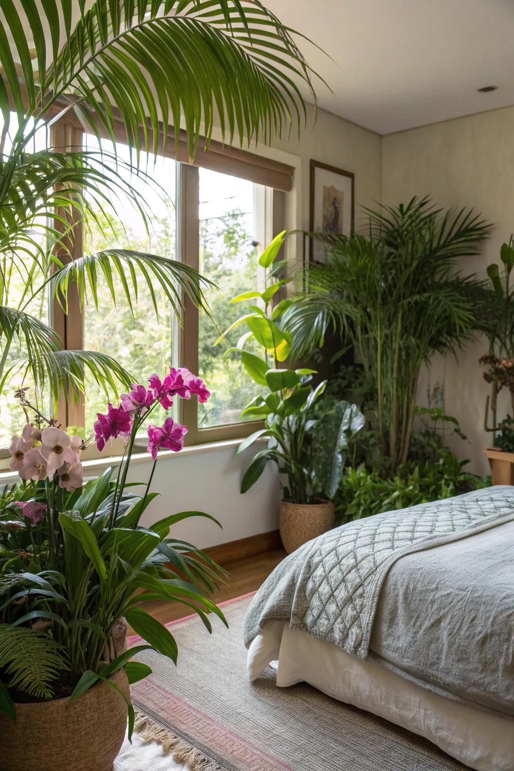 Verdant plants contribute energy and freshness.
