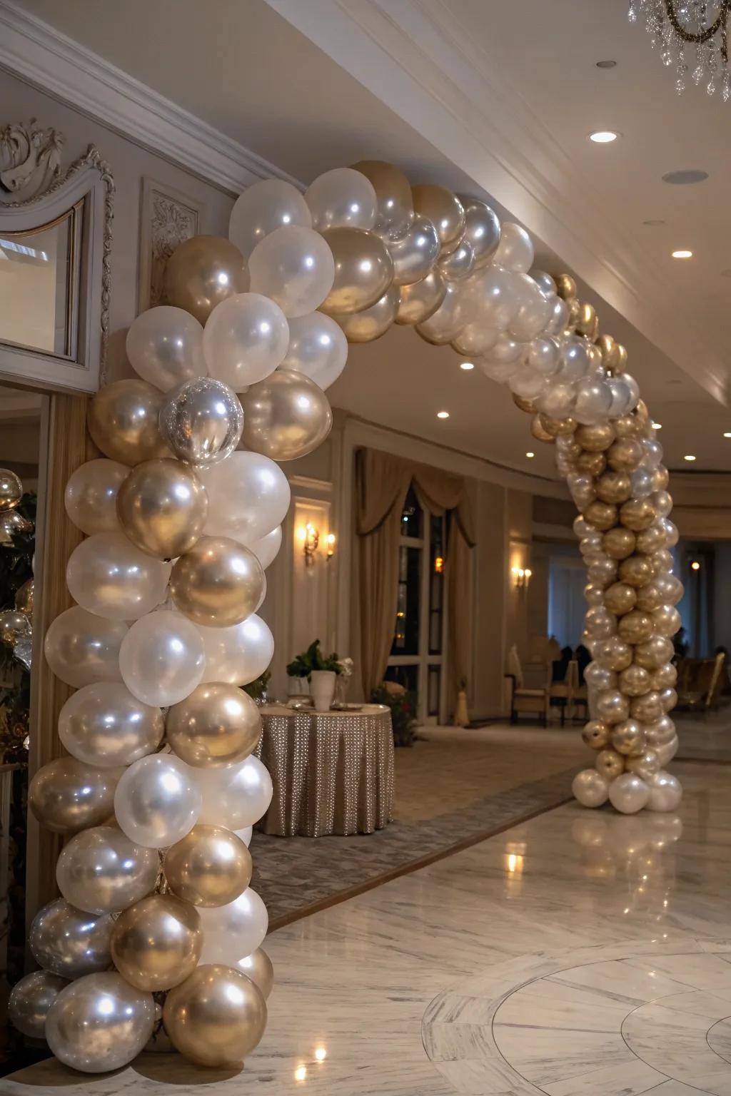 A metallic balloon garland for a glamorous touch.