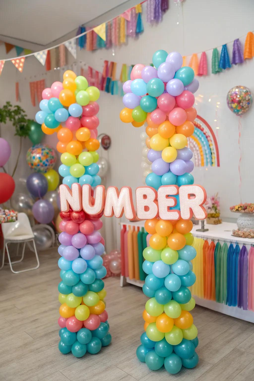 Number balloons add a personalized touch to celebrations.