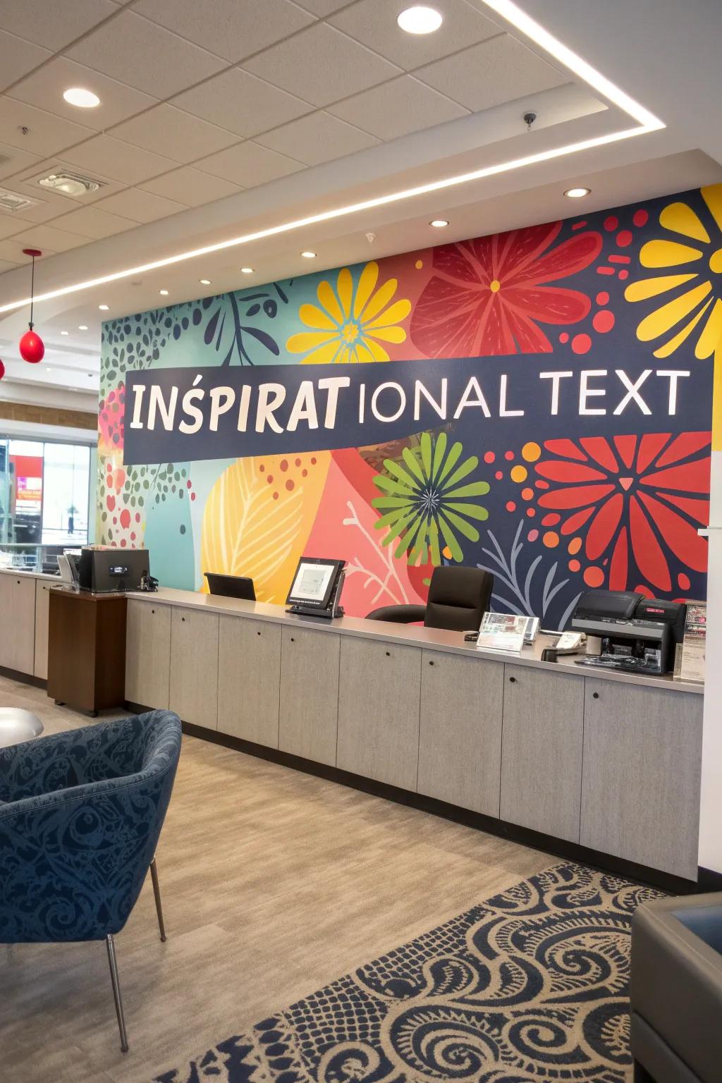 Artistic wall decor infuses character and relays the bank's values.