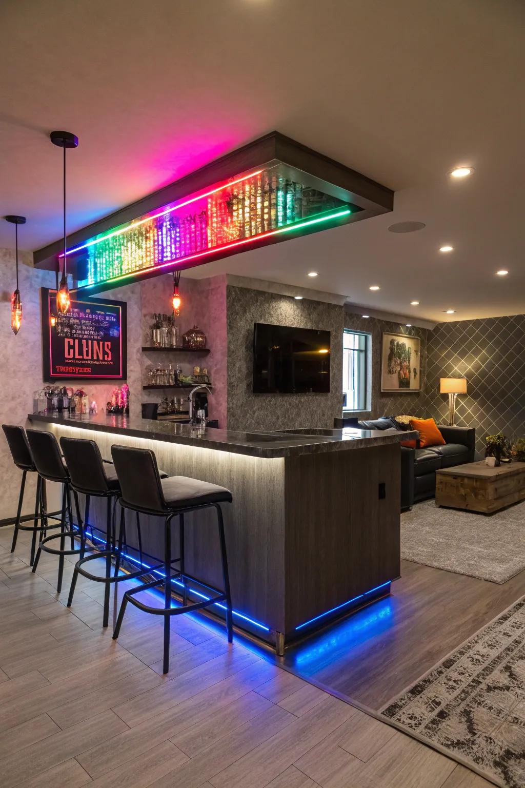 LED neon signs offer a vibrant and modern touch.