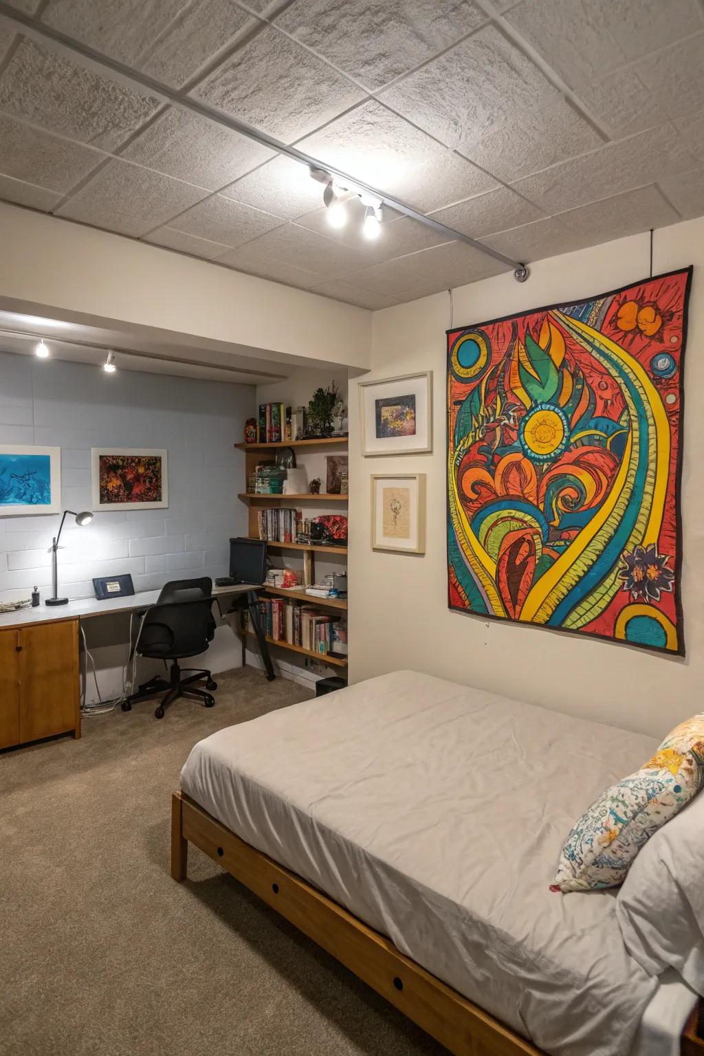 Introduce depth and intrigue to your area using striking wall art.