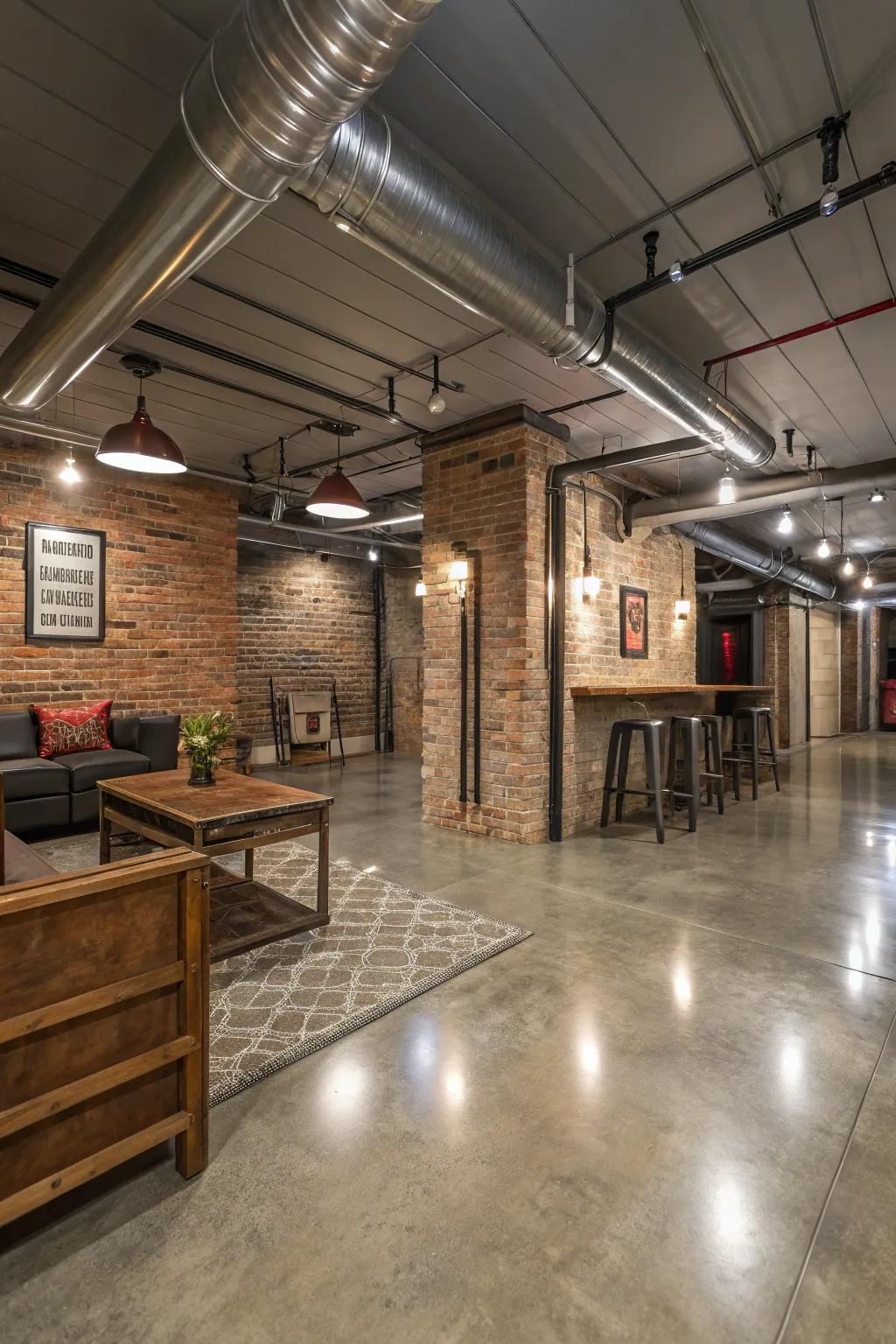 Polished concrete offers a chic industrial look.