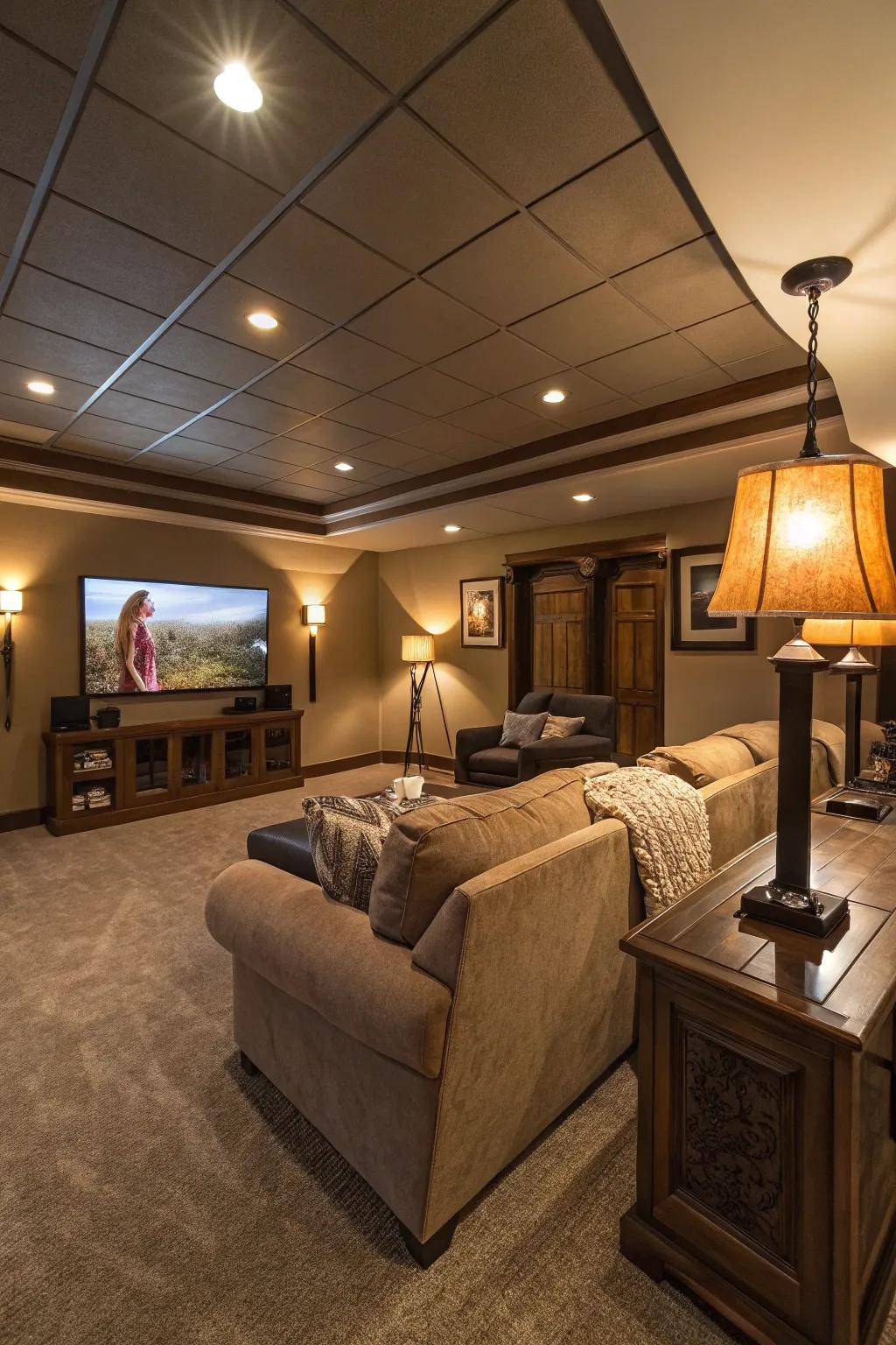 Ambient lighting establishes a cozy and welcoming environment.