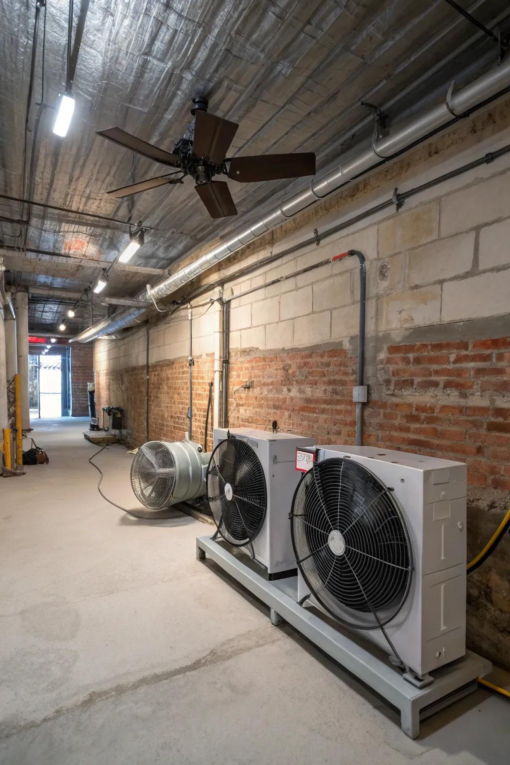 Flow-through ventilation is the way to go for keeping fresh air moving and your basement feeling good.
