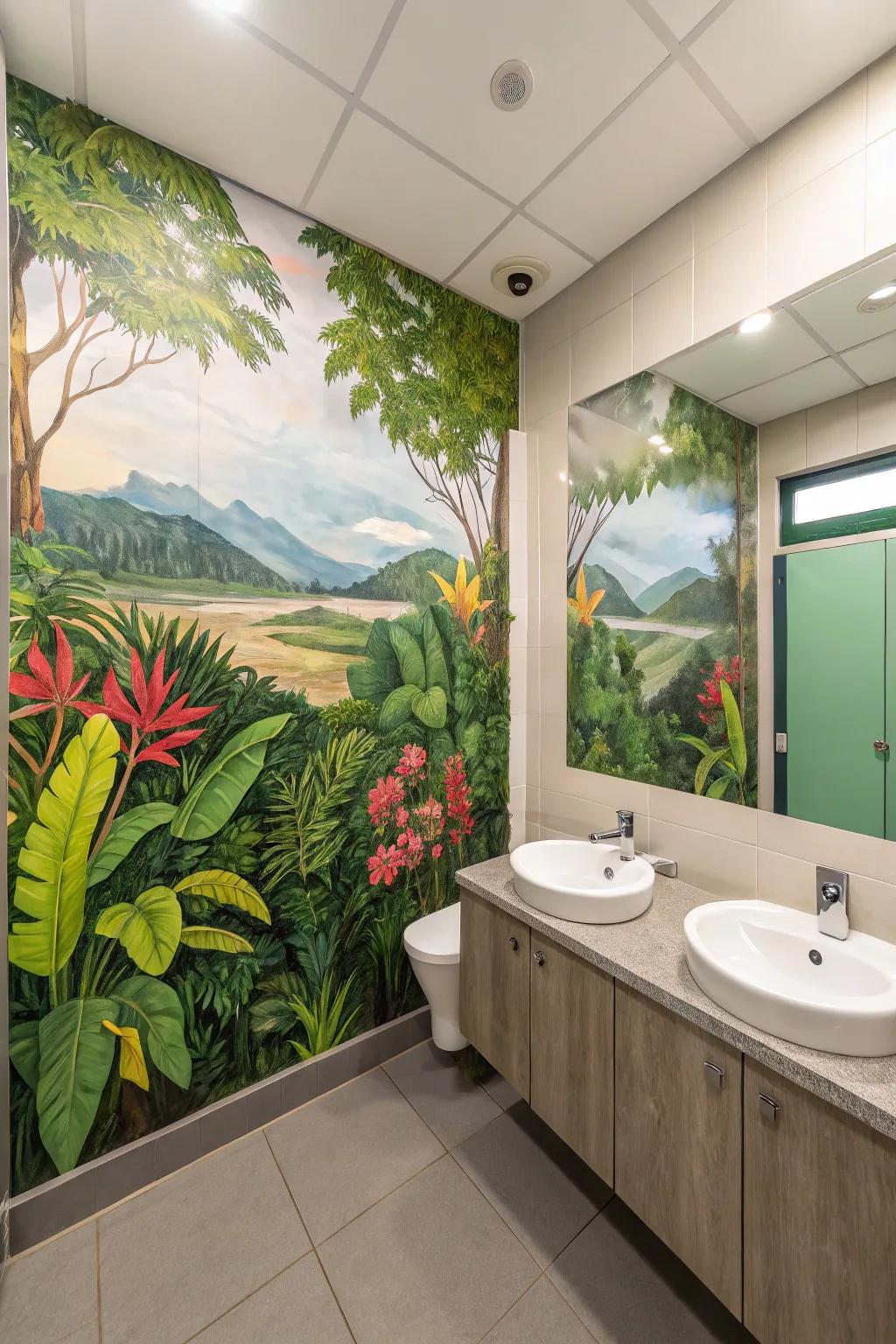 Nature-inspired art injects a vibrant, refreshing vibe.