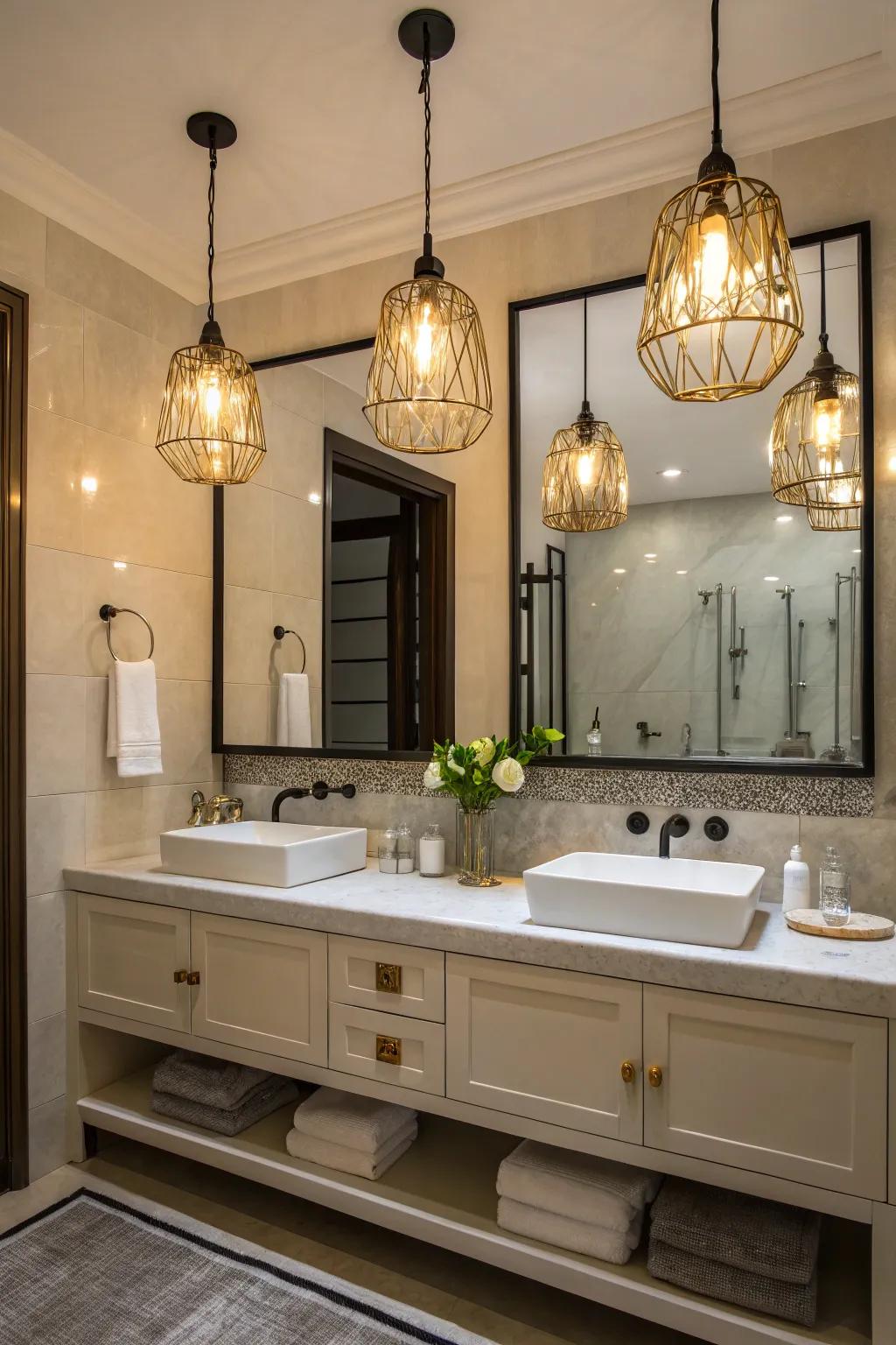 Pendant lamps attract the eye and add sophistication.