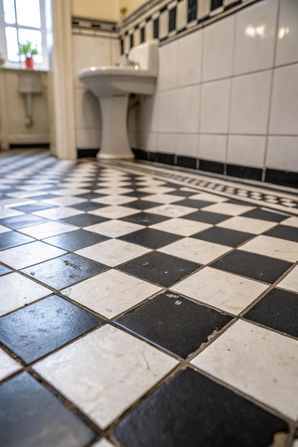 Contrasting tiles add visual interest and depth.