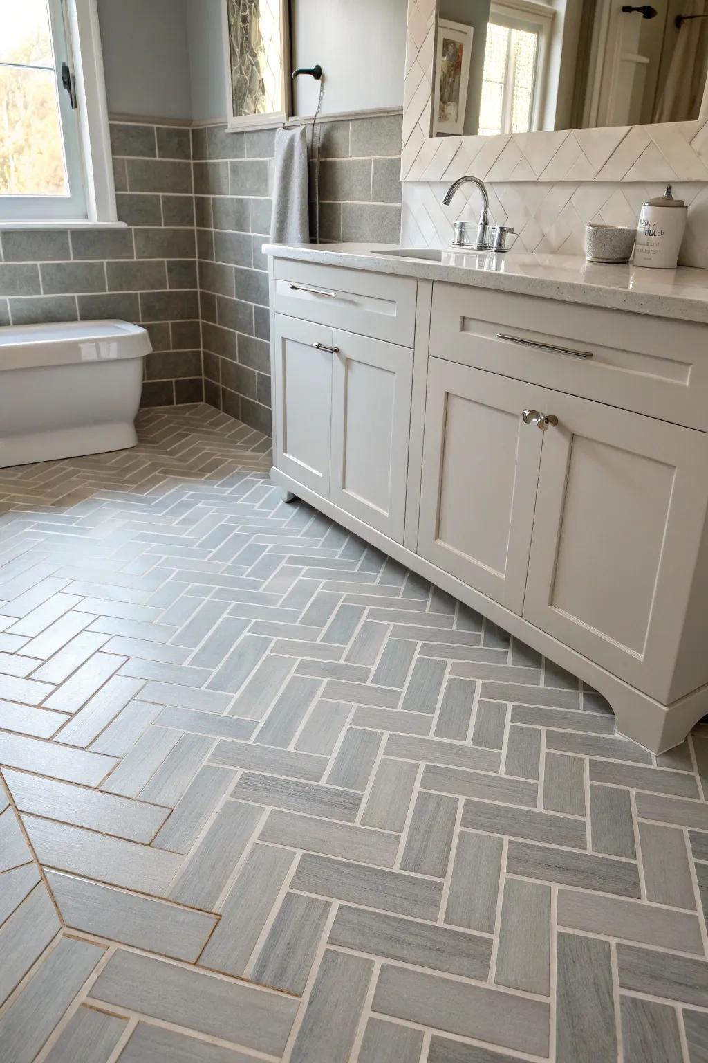 Angled tiles generate a sophisticated sense of fluidity.