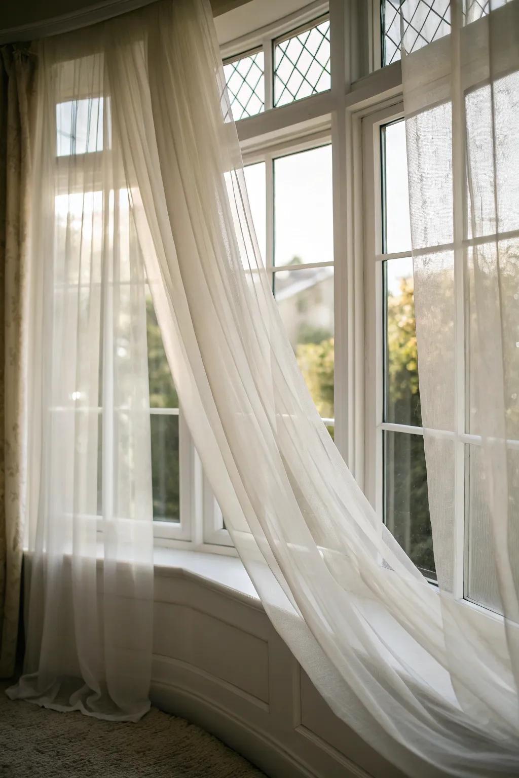 Sheer curtains impart radiant and airy elegance.
