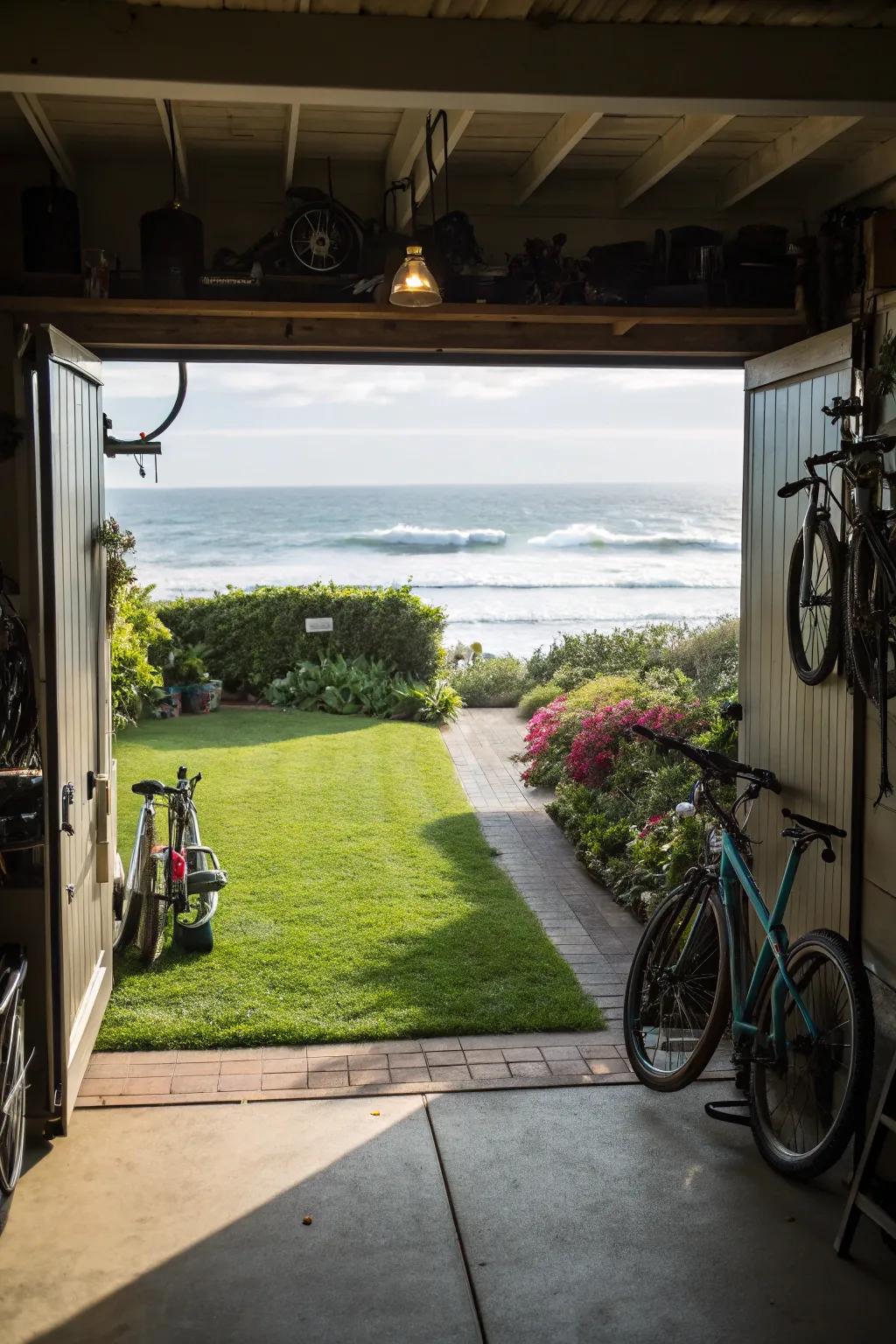 Unlock your garage towards the stunning open air using expansive entries.