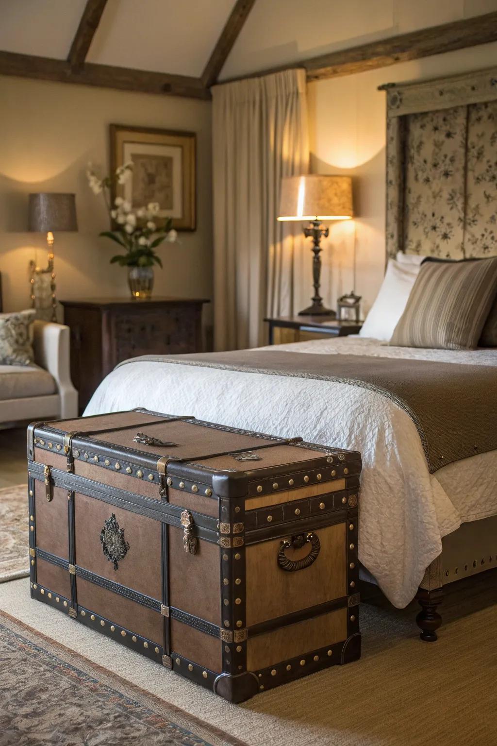 Add both charm and functionality using a versatile trunk in your bedroom.