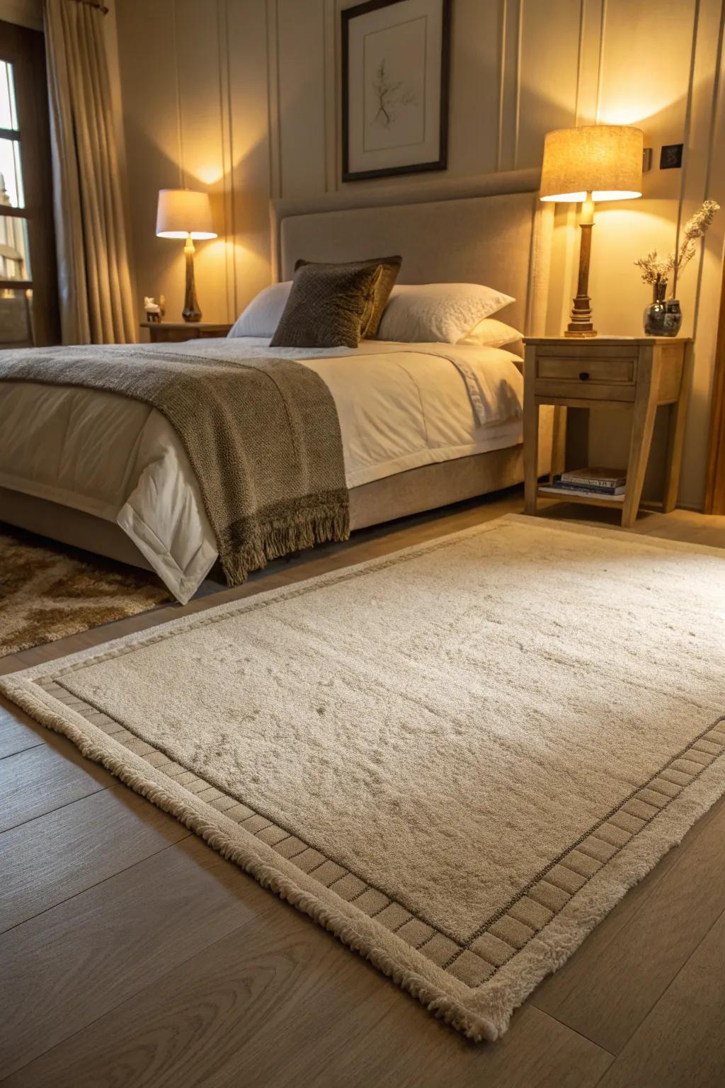 Neutral floor coverings provide a classic sophistication.