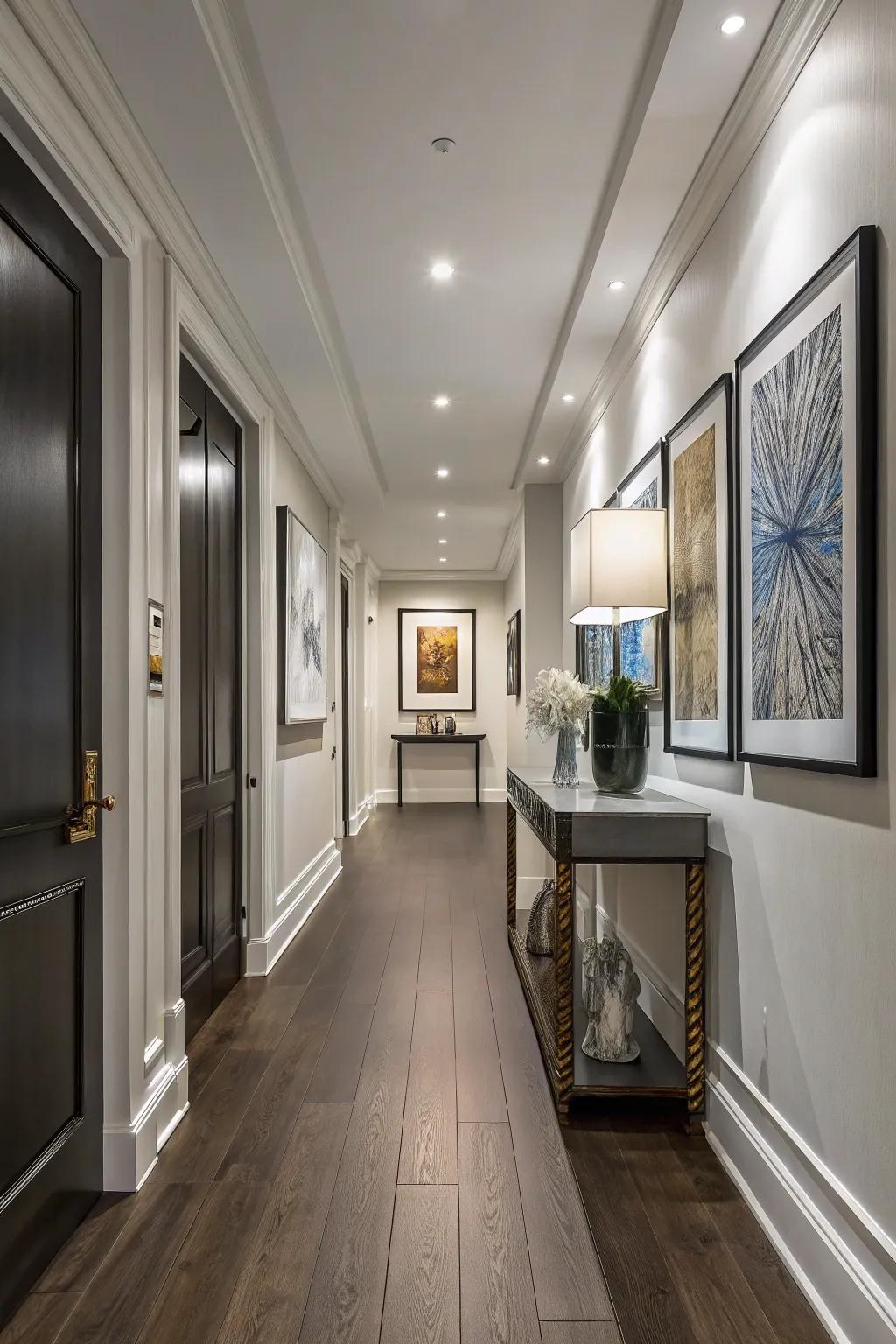 Elegant hallway featuring versatile laminate flooring