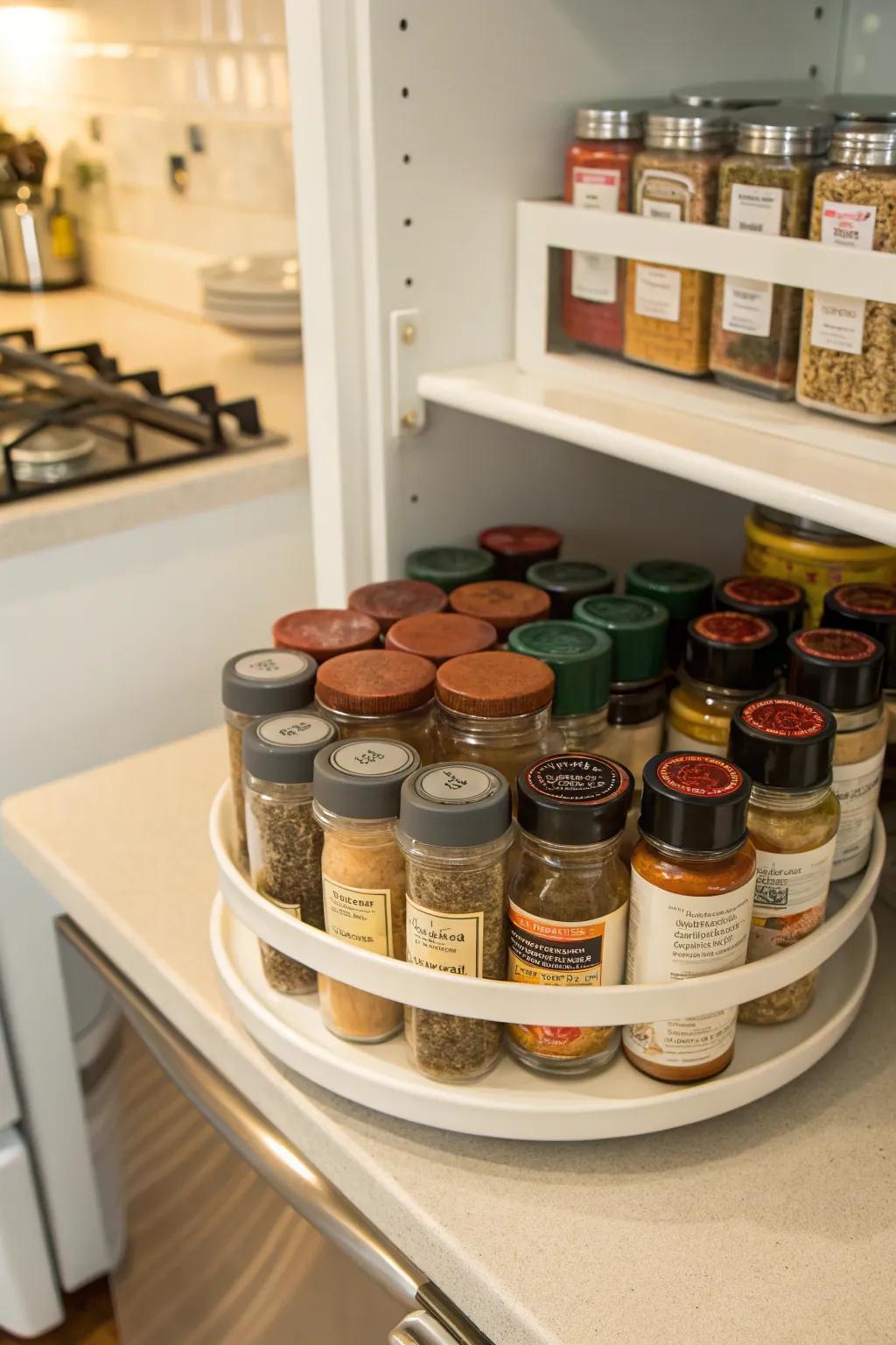 With a Lazy Susan, your spices are easily accessible.