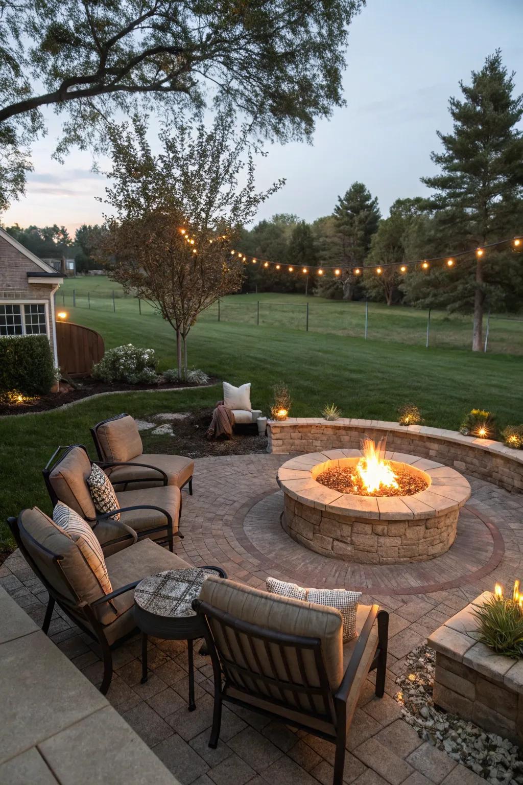 A delightful fire pit for warmth and evening entertainment.