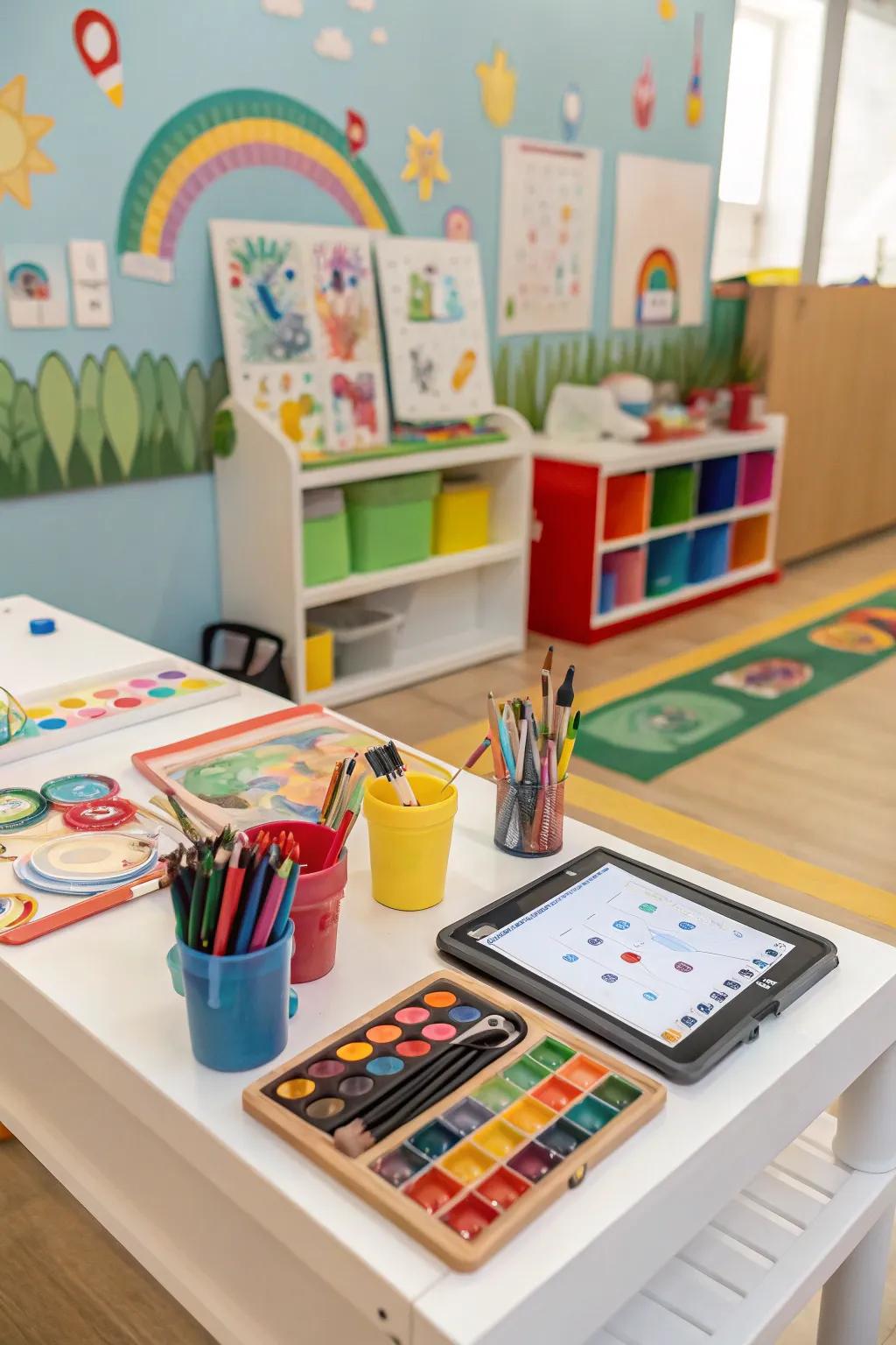 Ignite creativity with a dedicated art corner in the playroom.