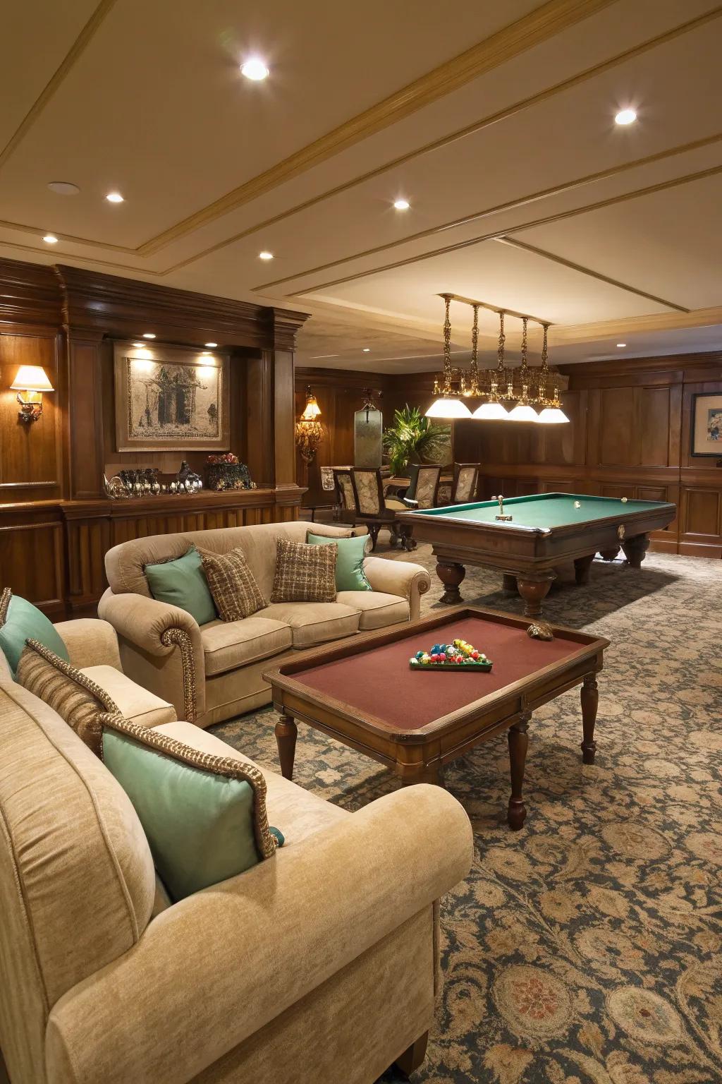 Comfortable seating transforms your billiard hall into an inviting lounge.