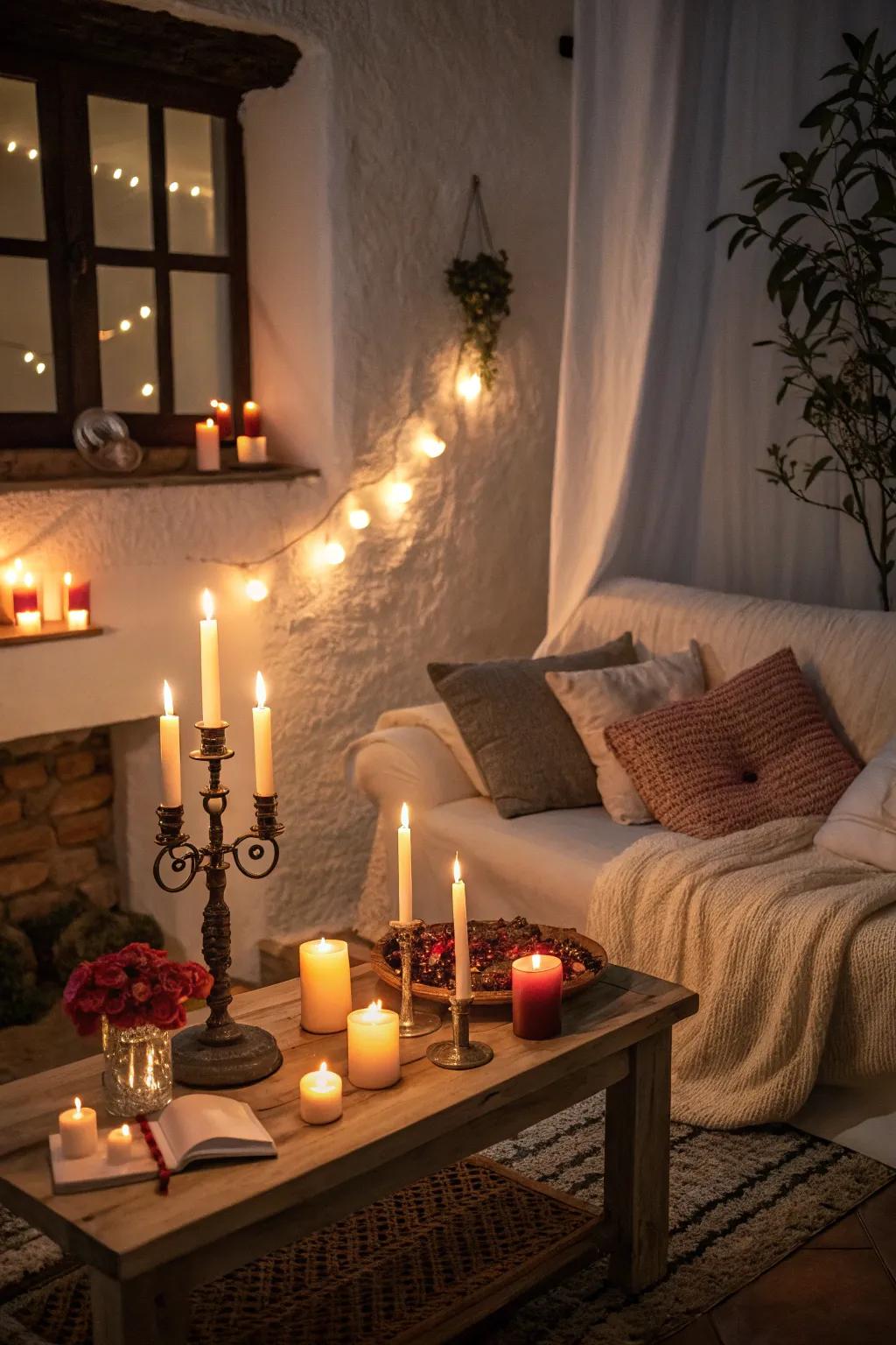 Candles generate a welcoming and appealing atmosphere for a birthday celebration.