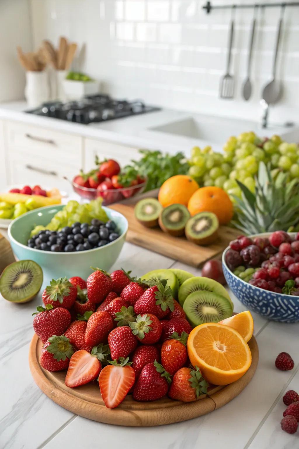 A vivid variety of fresh fruits to add color to your celebration.