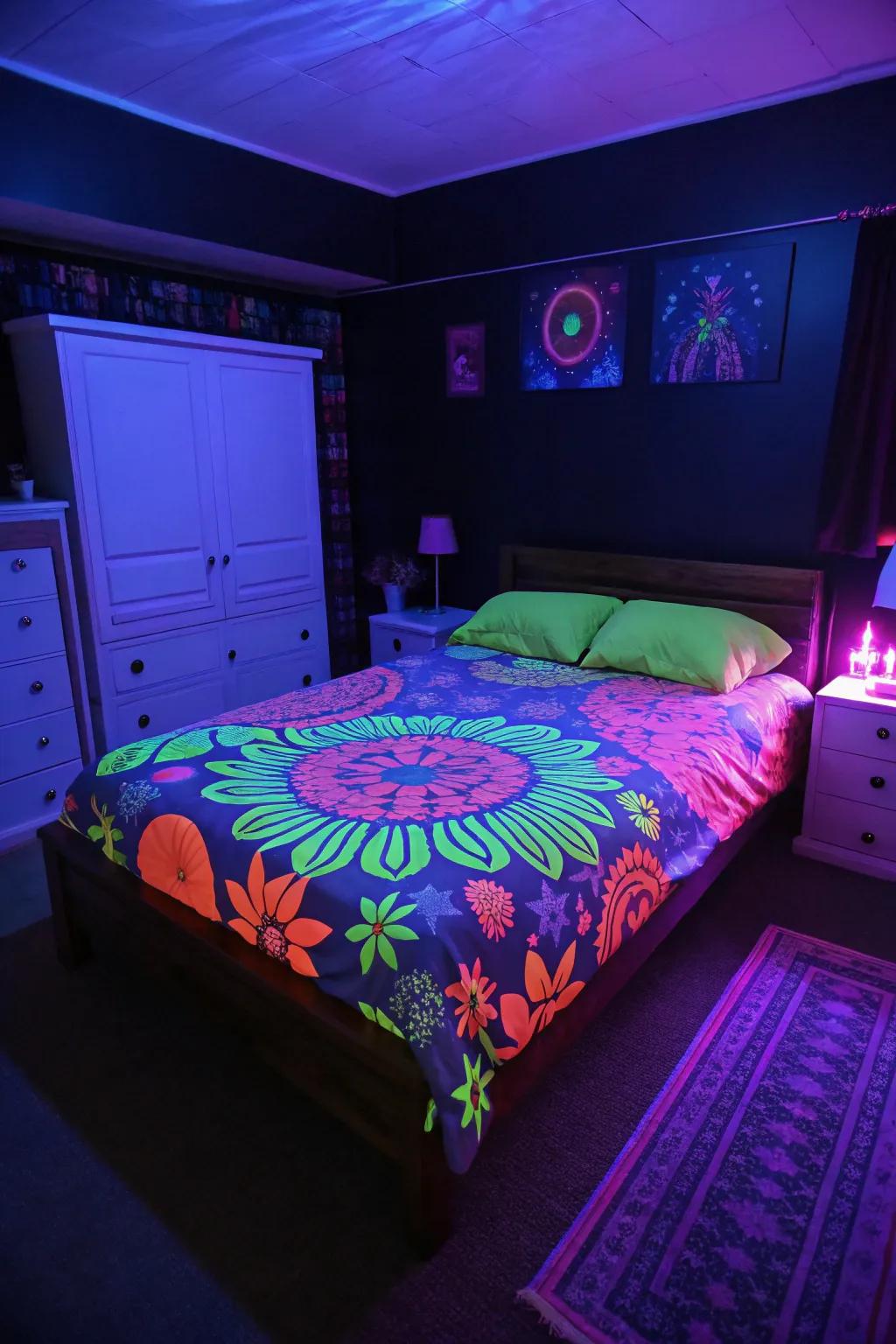 Luminous bedding introduces a playful shimmer to your bedroom.