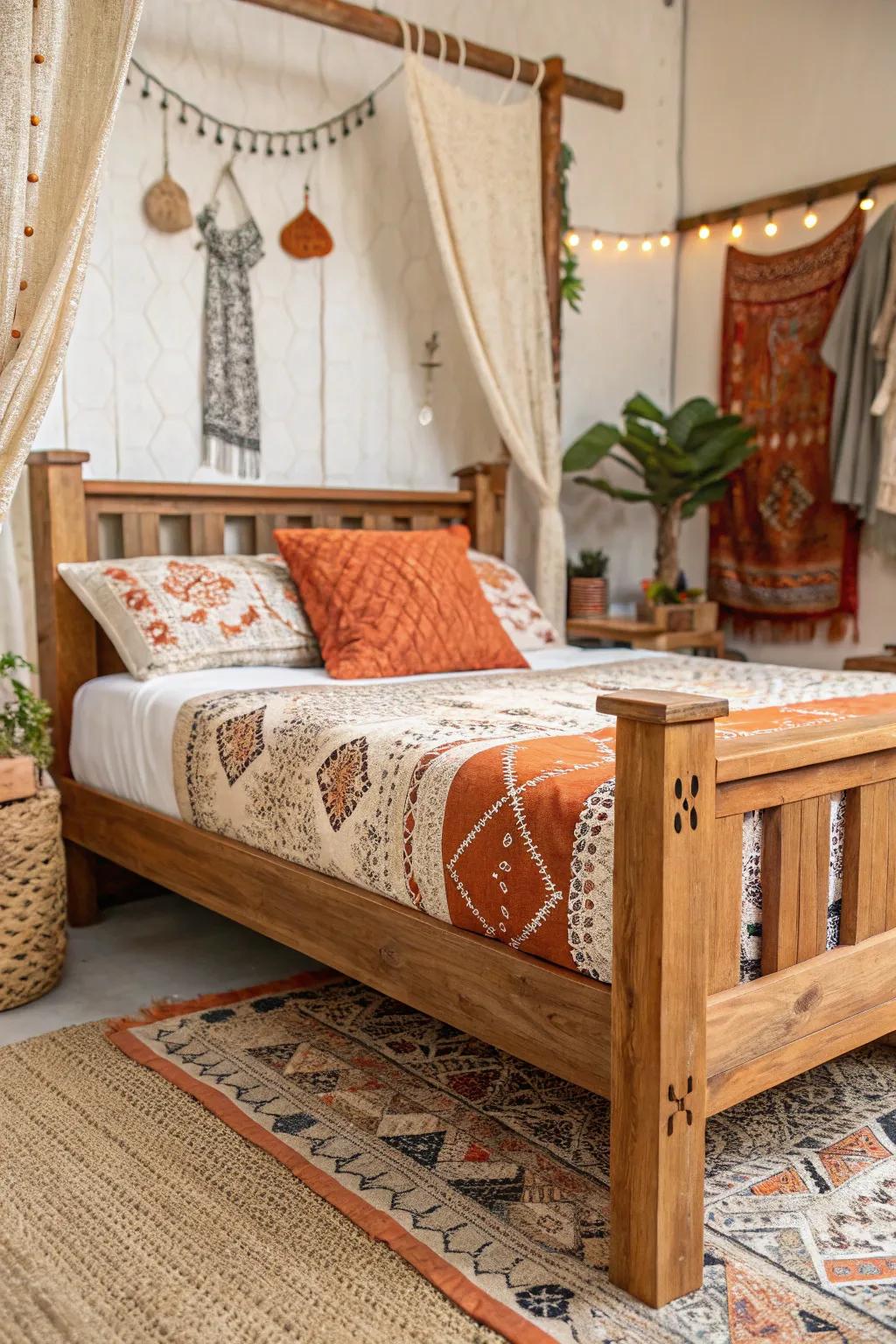 Wooden furniture emphasizing organic vibes.