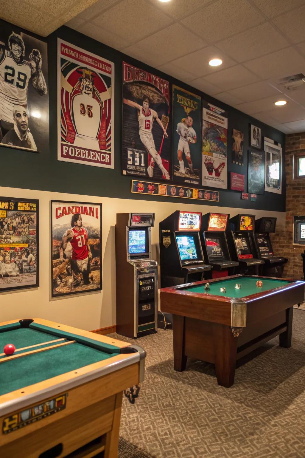 Themed decor brings personality to any game room.
