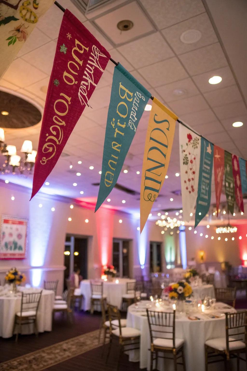Banners featuring literary quotes to set the ambiance.