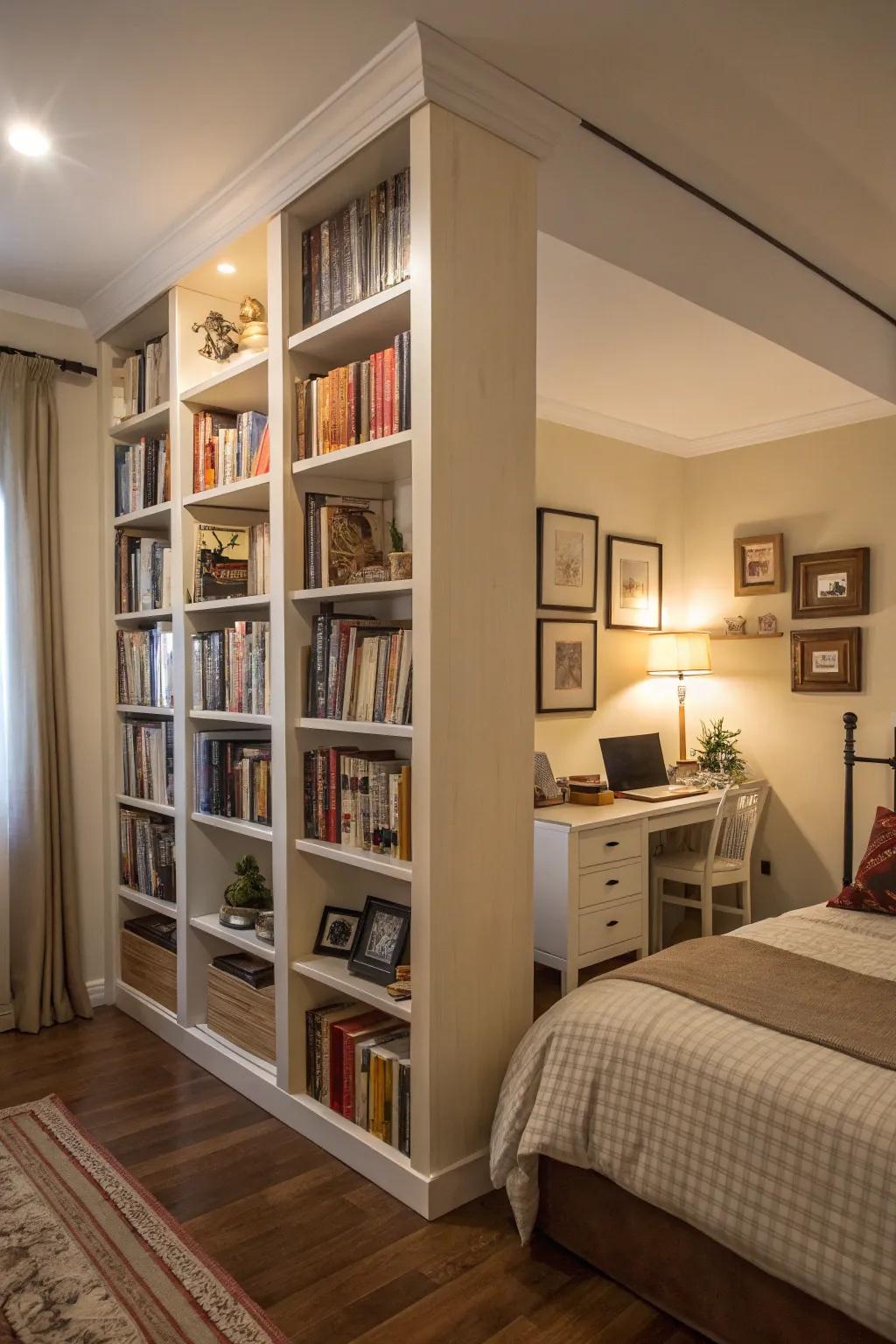 A multifunctional bookcase that adds privacy and style.