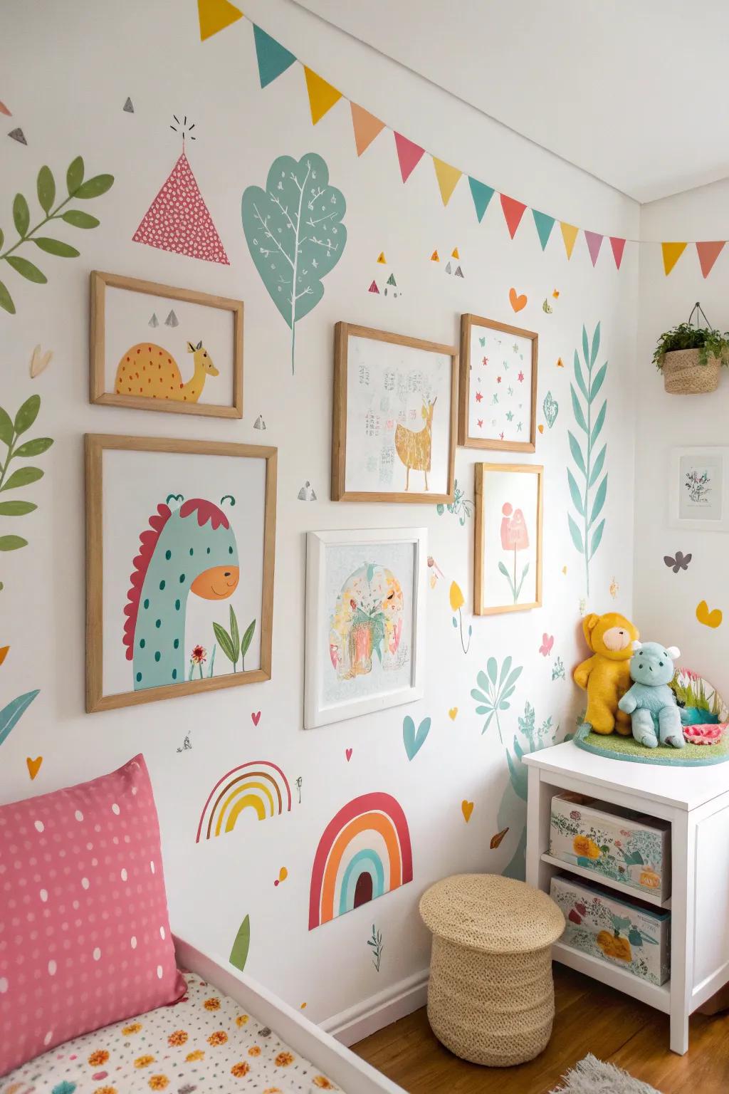 Wall stickers and pictures add personality and inspire creativity in a child's room.