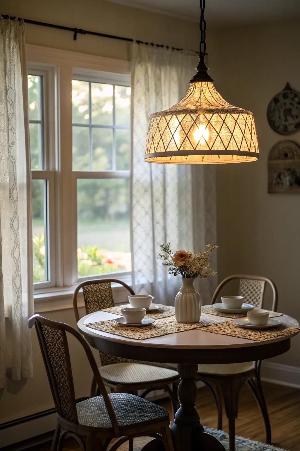 A pendant light adds a cozy and charming touch to your breakfast nook.