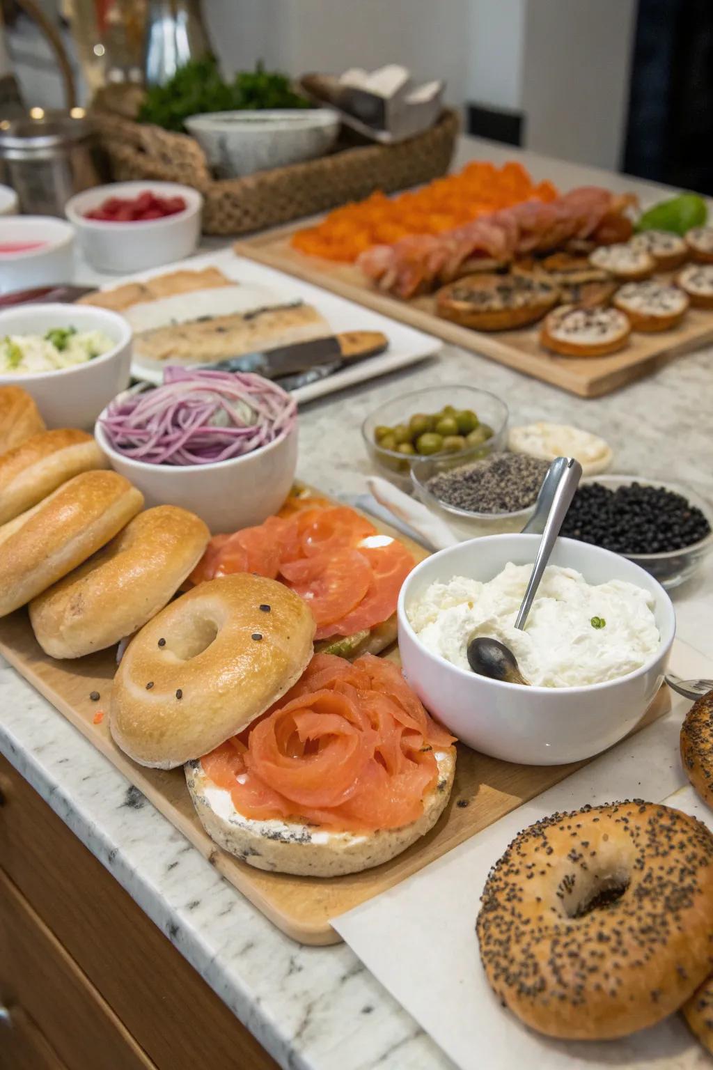 Design your ideal bagel with a DIY bagel bar.