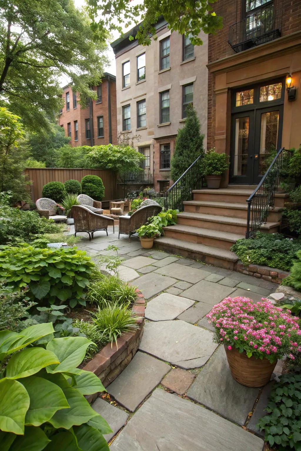 Stylish flooring that really brings out the green in this yard.