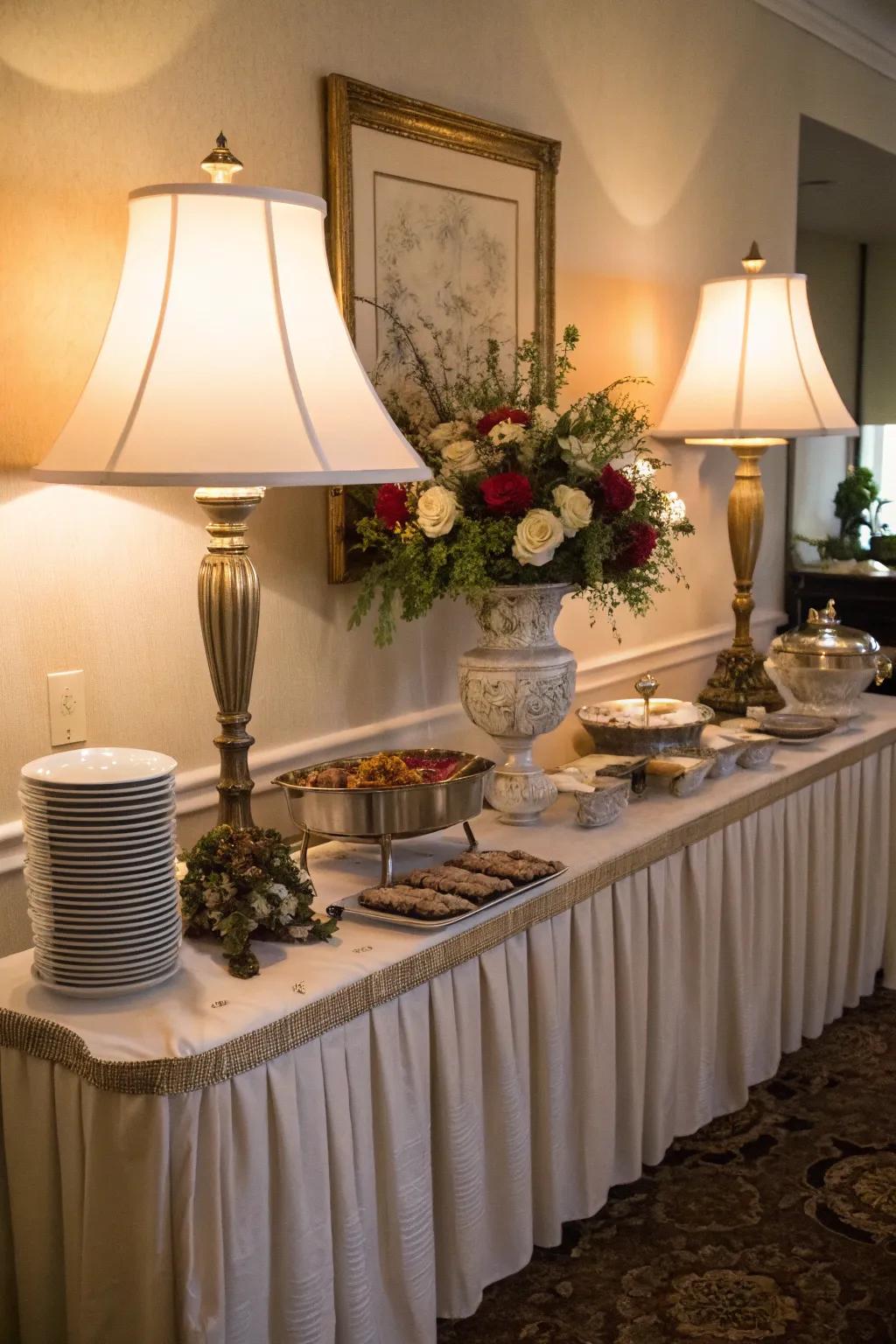 Symmetrical lighting brings sophistication and warmth.