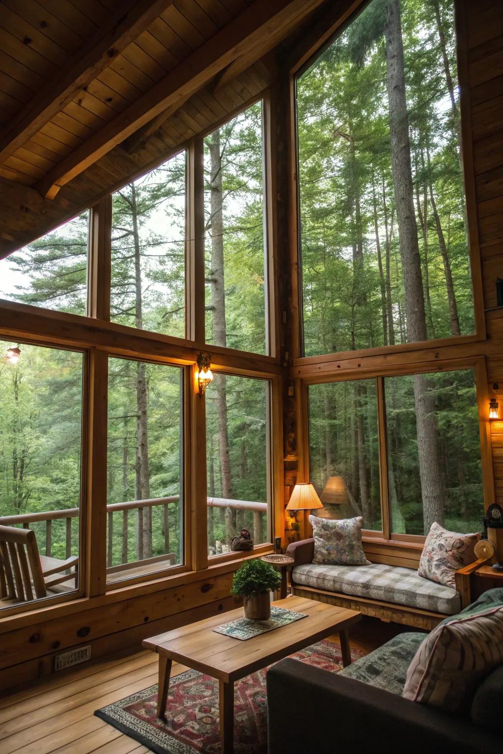 Expansive windows introduce nature's beauty indoors.
