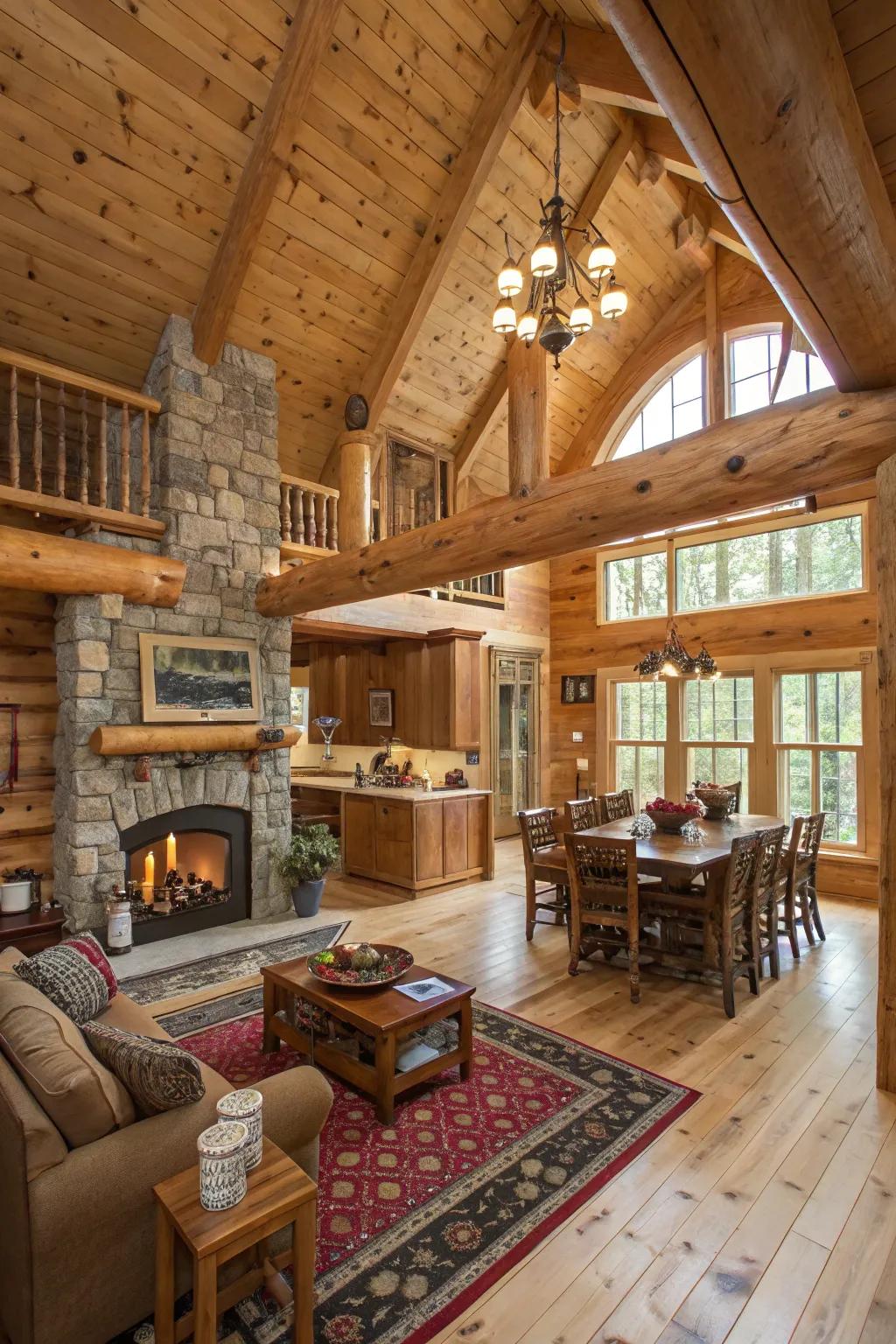 A seamless layout enhances the spaciousness and community feel of a cabin.