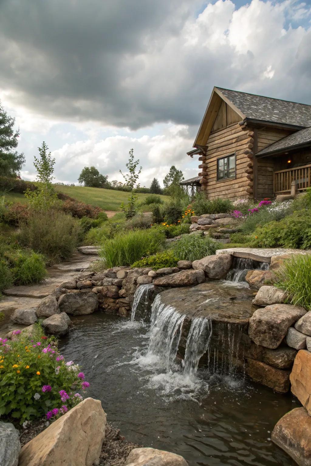 A water feature enhances tranquility and attracts wildlife to your landscape.