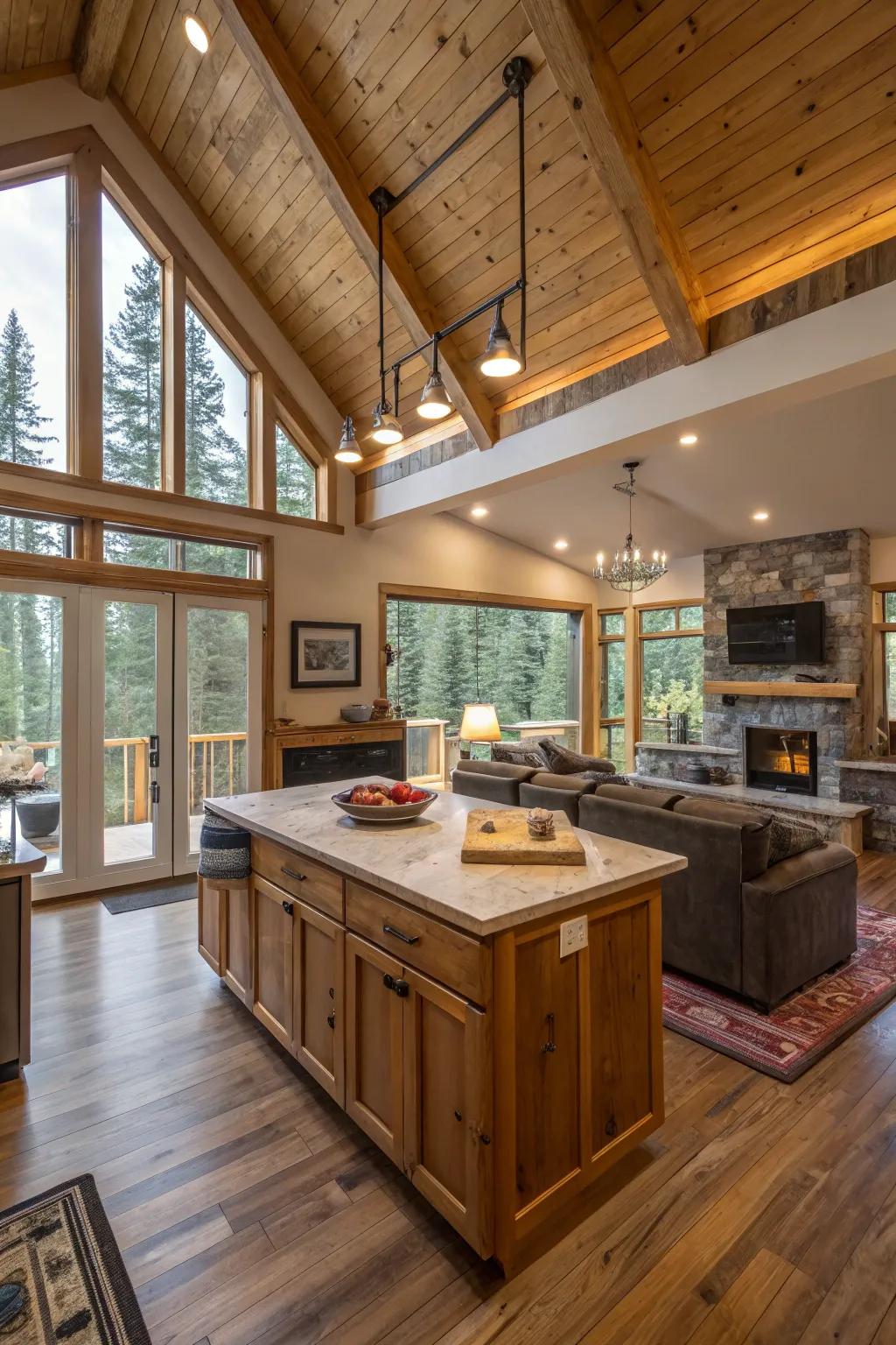 An open-concept layout encourages a smooth connection between areas.