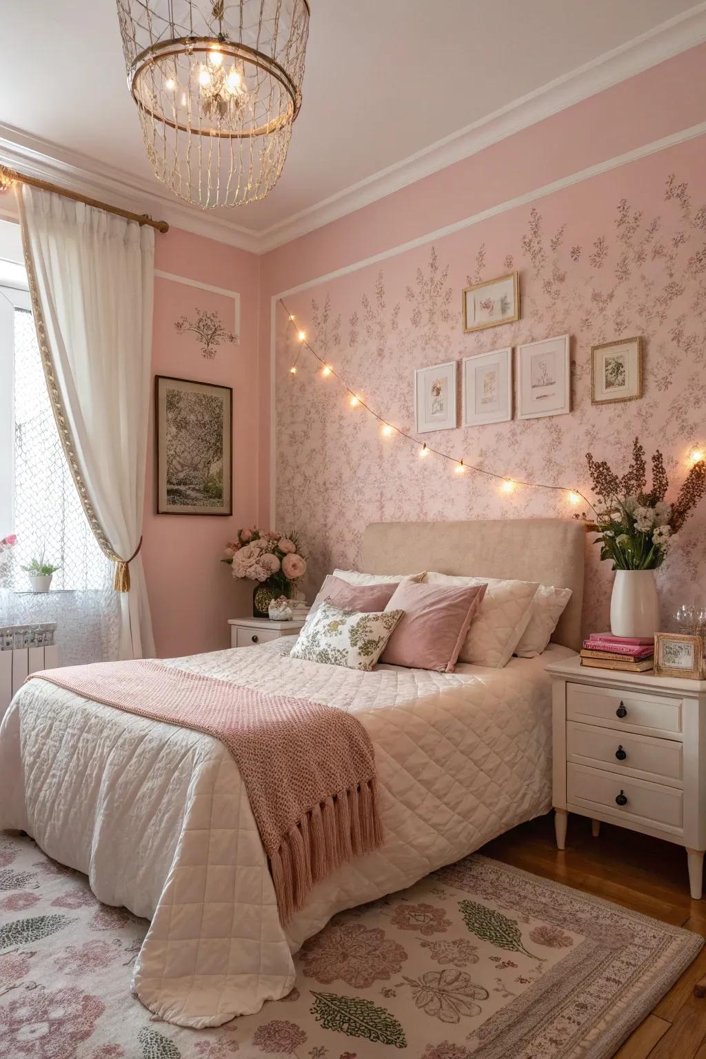 Rosy pinks introduce a dash of tender, romantic touch inside of your slumber space.