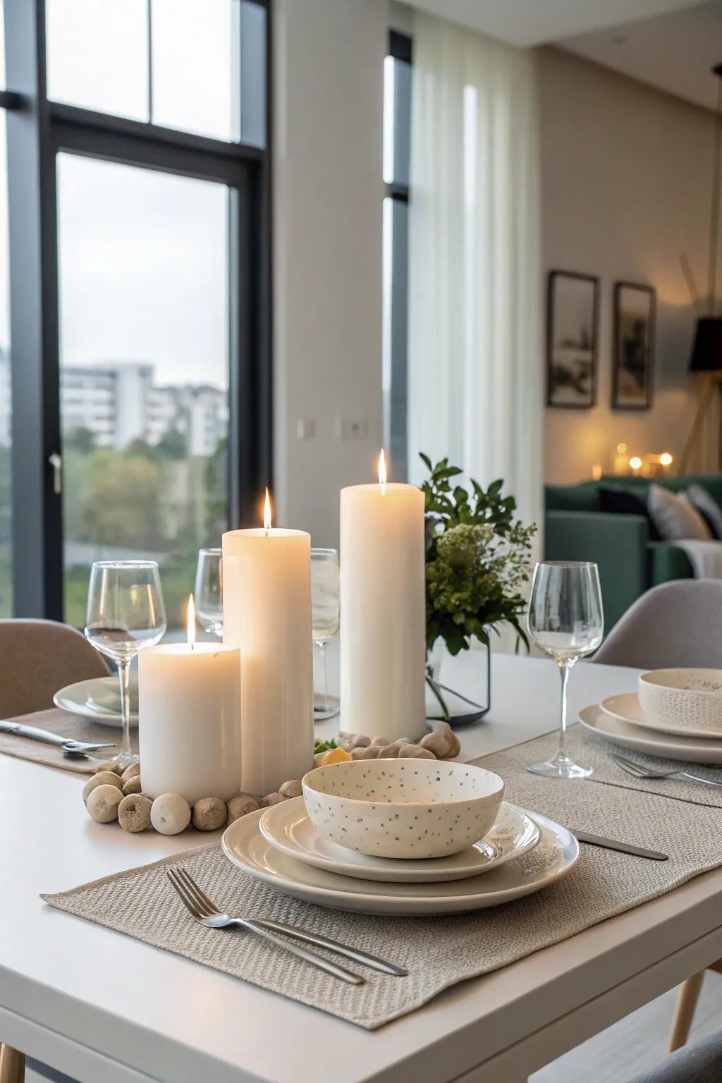 A simple light arrangement exudes sophistication through its simplicity.