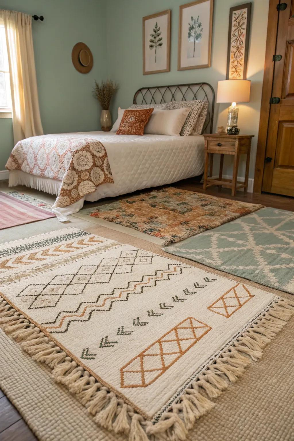 Layered rugs add warmth and depth.