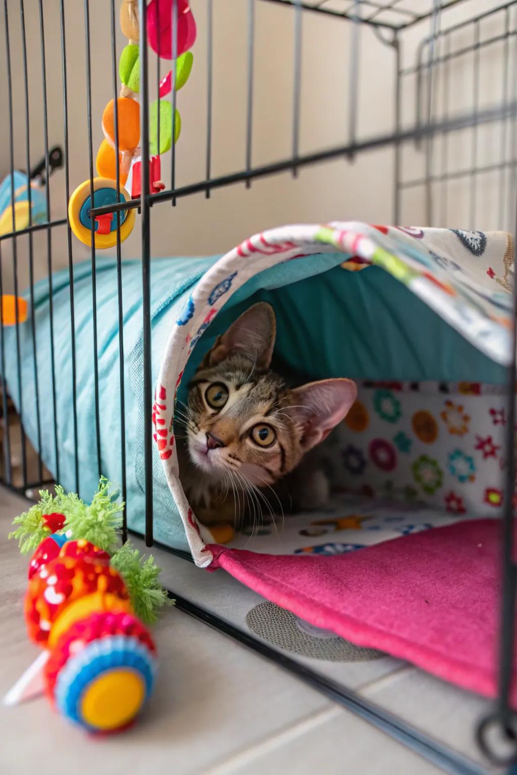 Passages provide thrilling hideaways for your playful kitty.