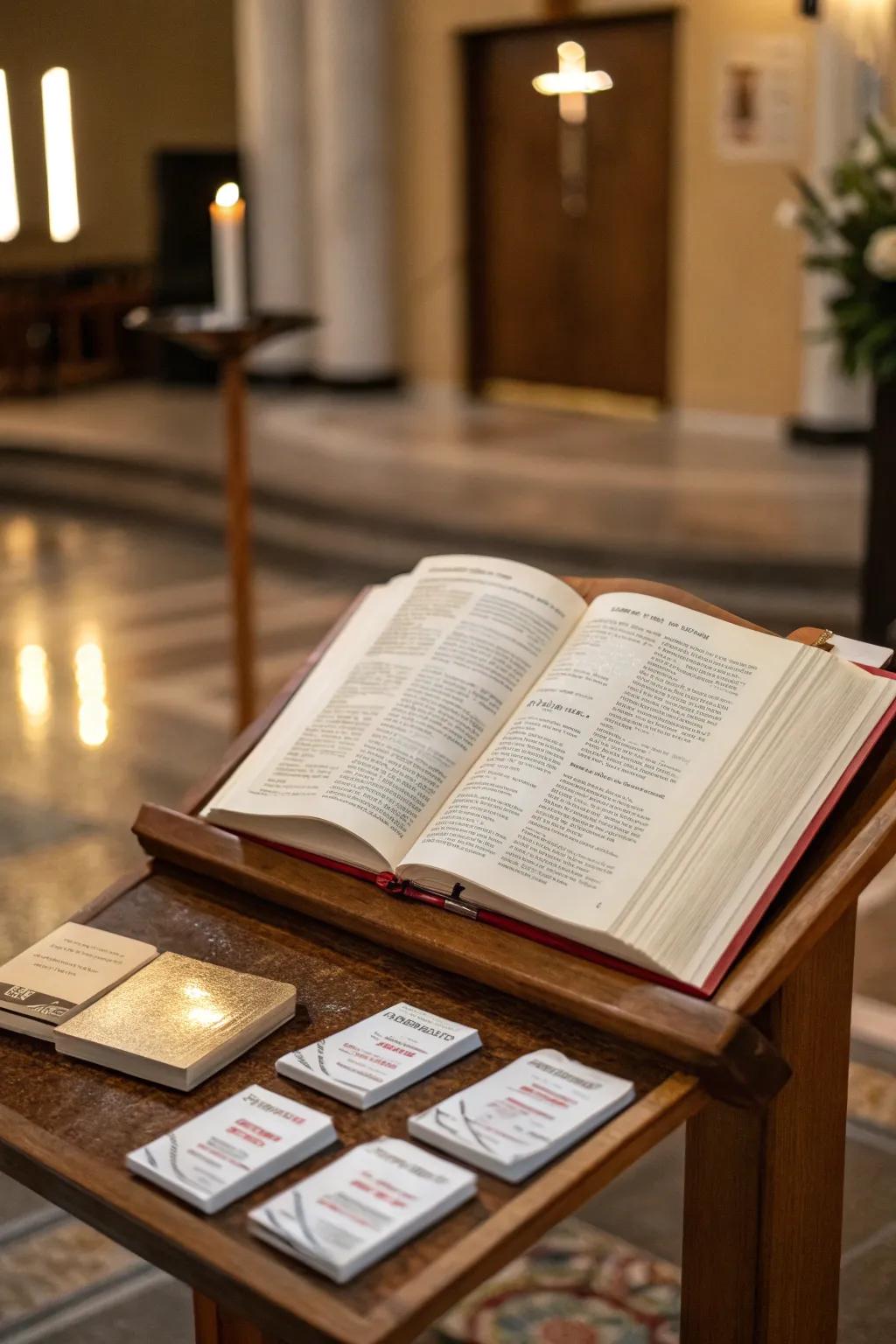 A suitably positioned Book of scriptures encourages regular interaction with its teachings.