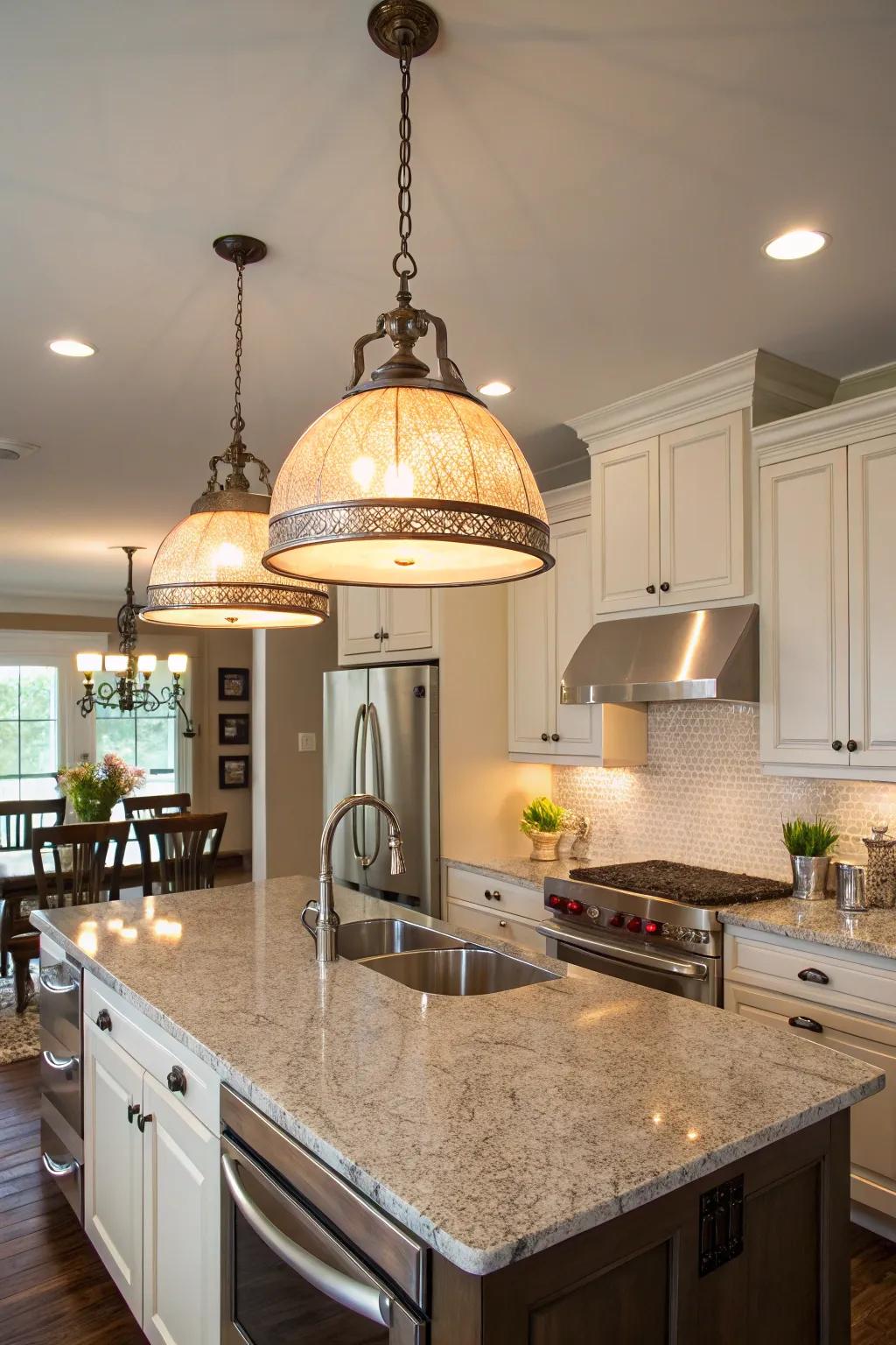 Create an impression using elegant hanging illumination.