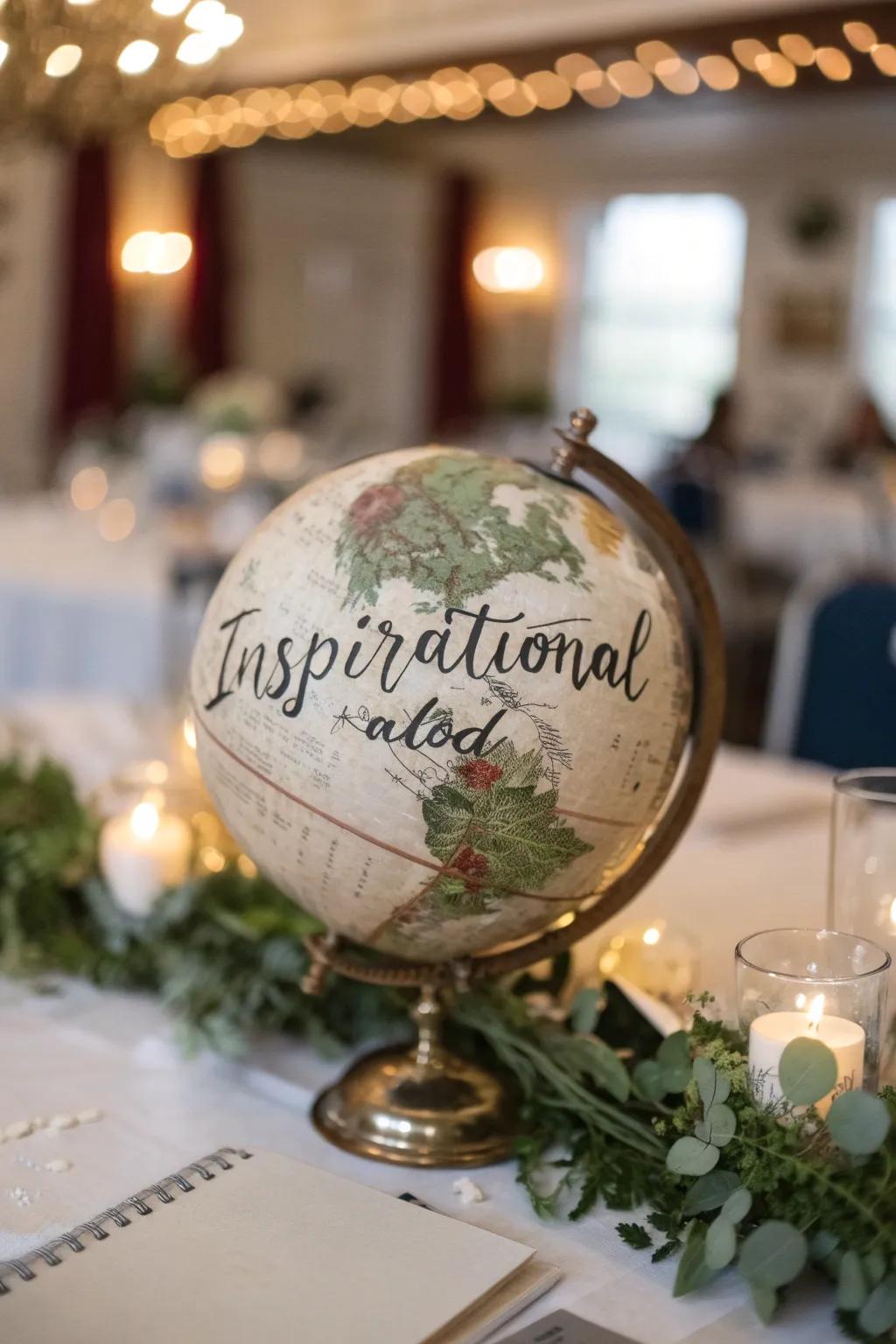 A globe centerpiece inspires dreams of future escapades.