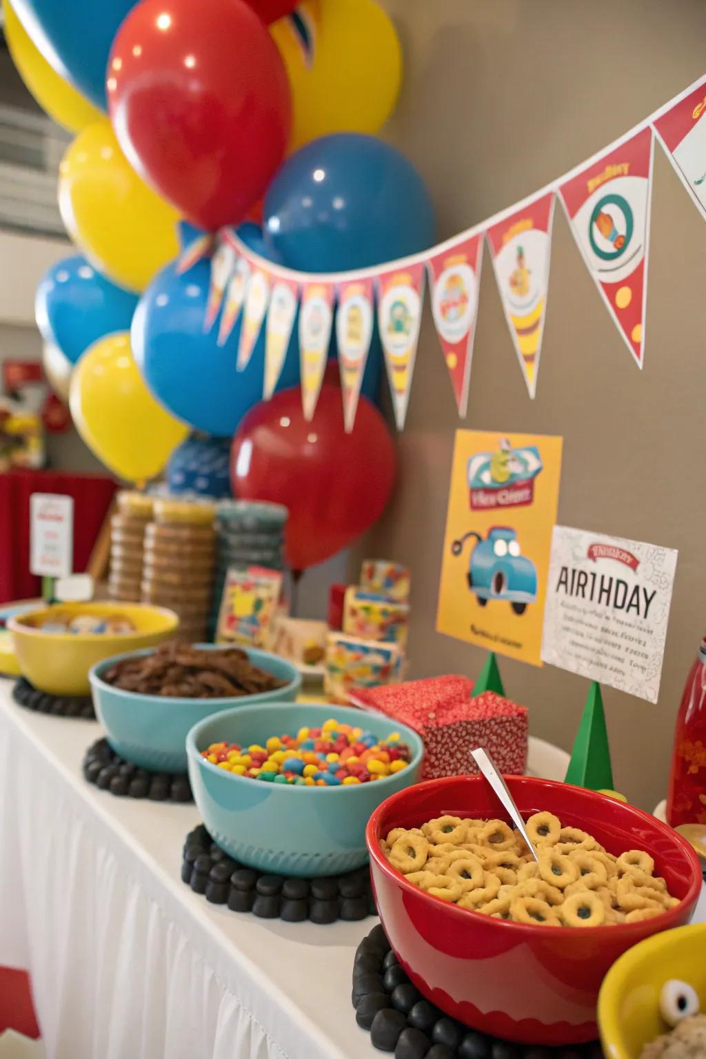 A themed cereal display adds charm to special times.