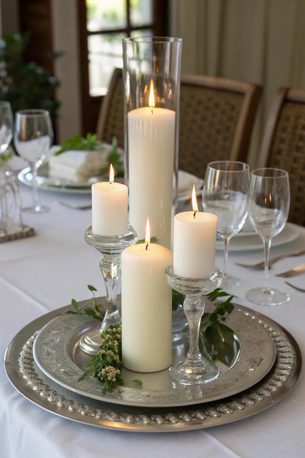Make layers of beauty with glassware on your centerpiece.