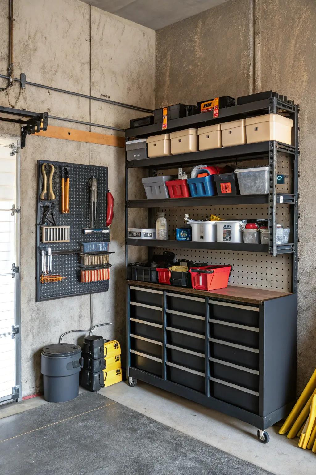 Uncovered shelving guarantees every item is within arm&rsquo;s span.
